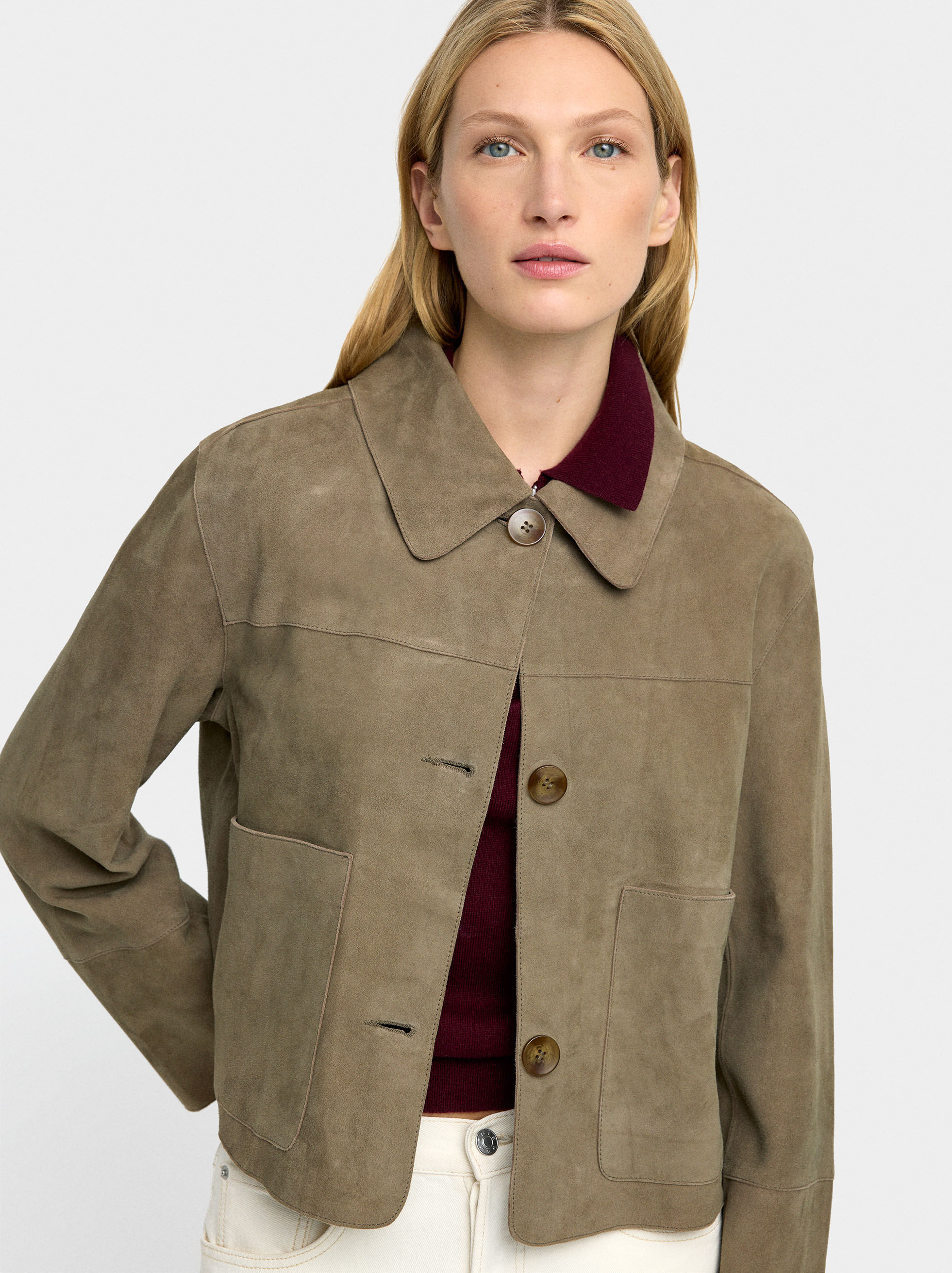 Manteau en cuir avec boutons