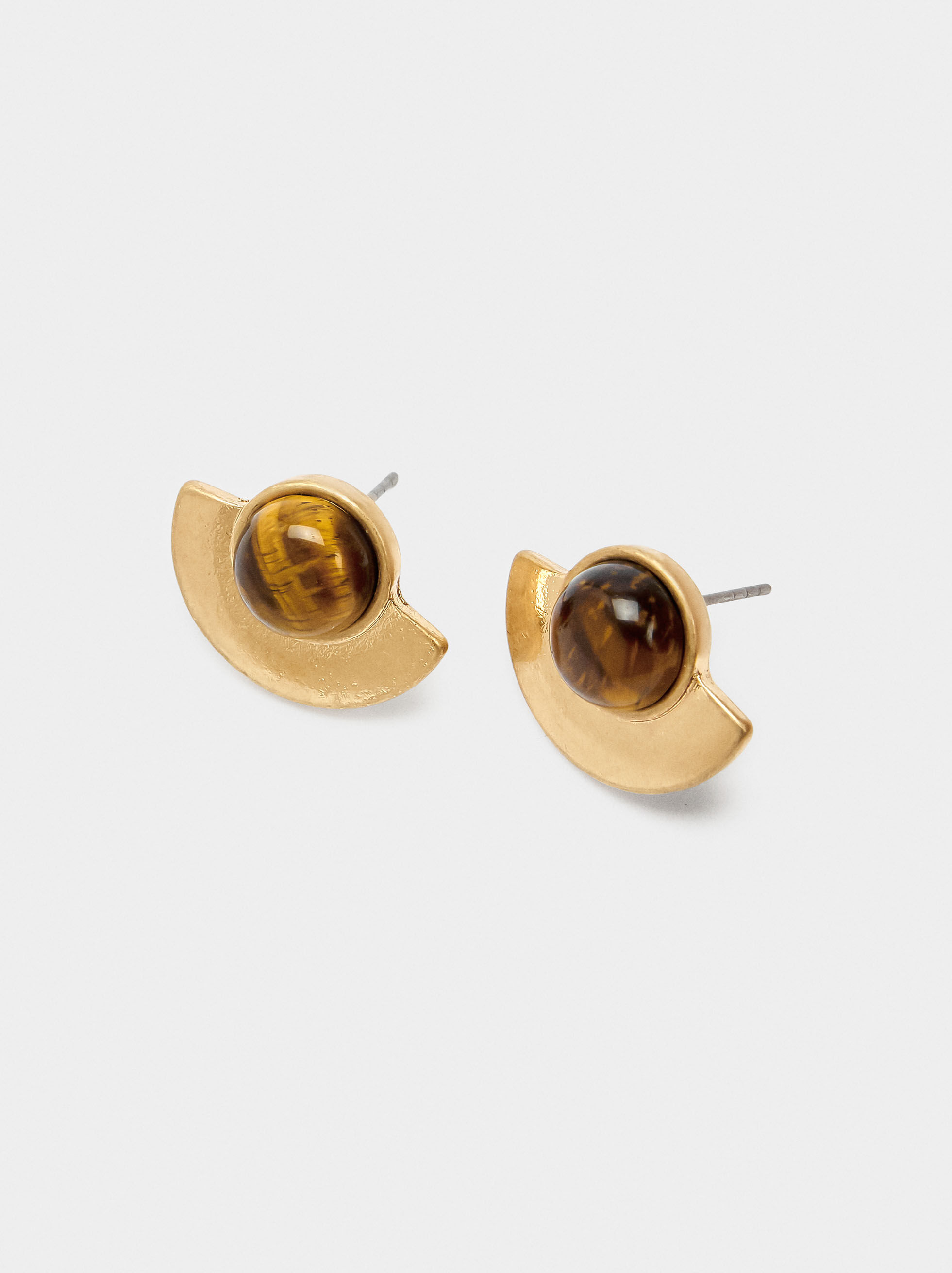Boucles d'oreilles en forme de ventilateur avec pierre