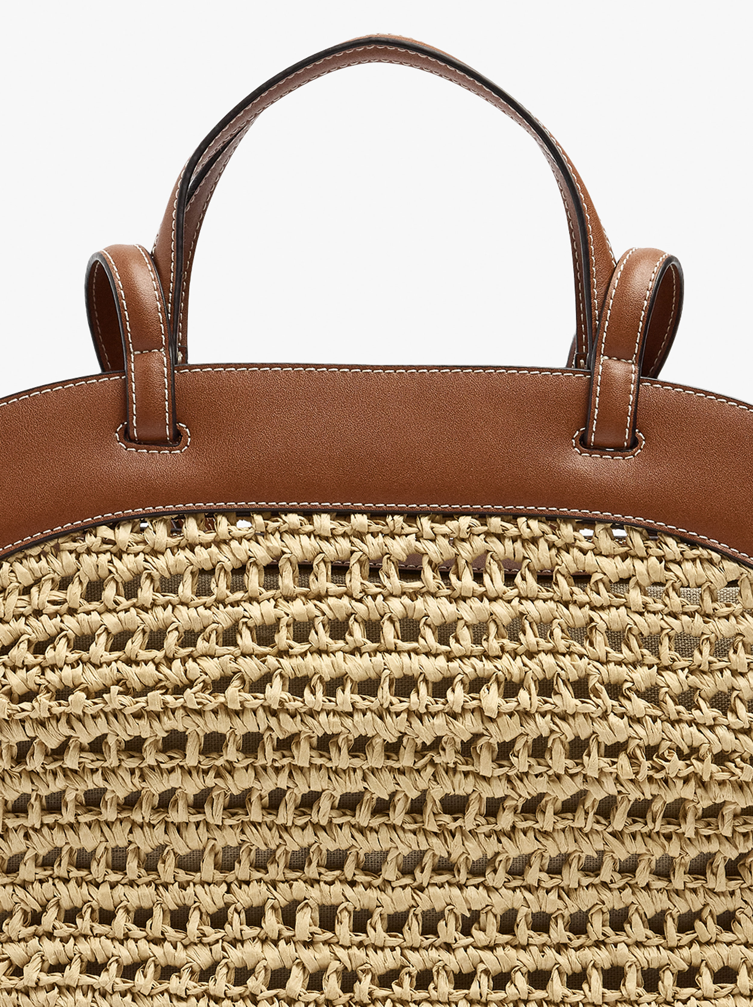 Sac shopper en maille effet paille avec poche amovible