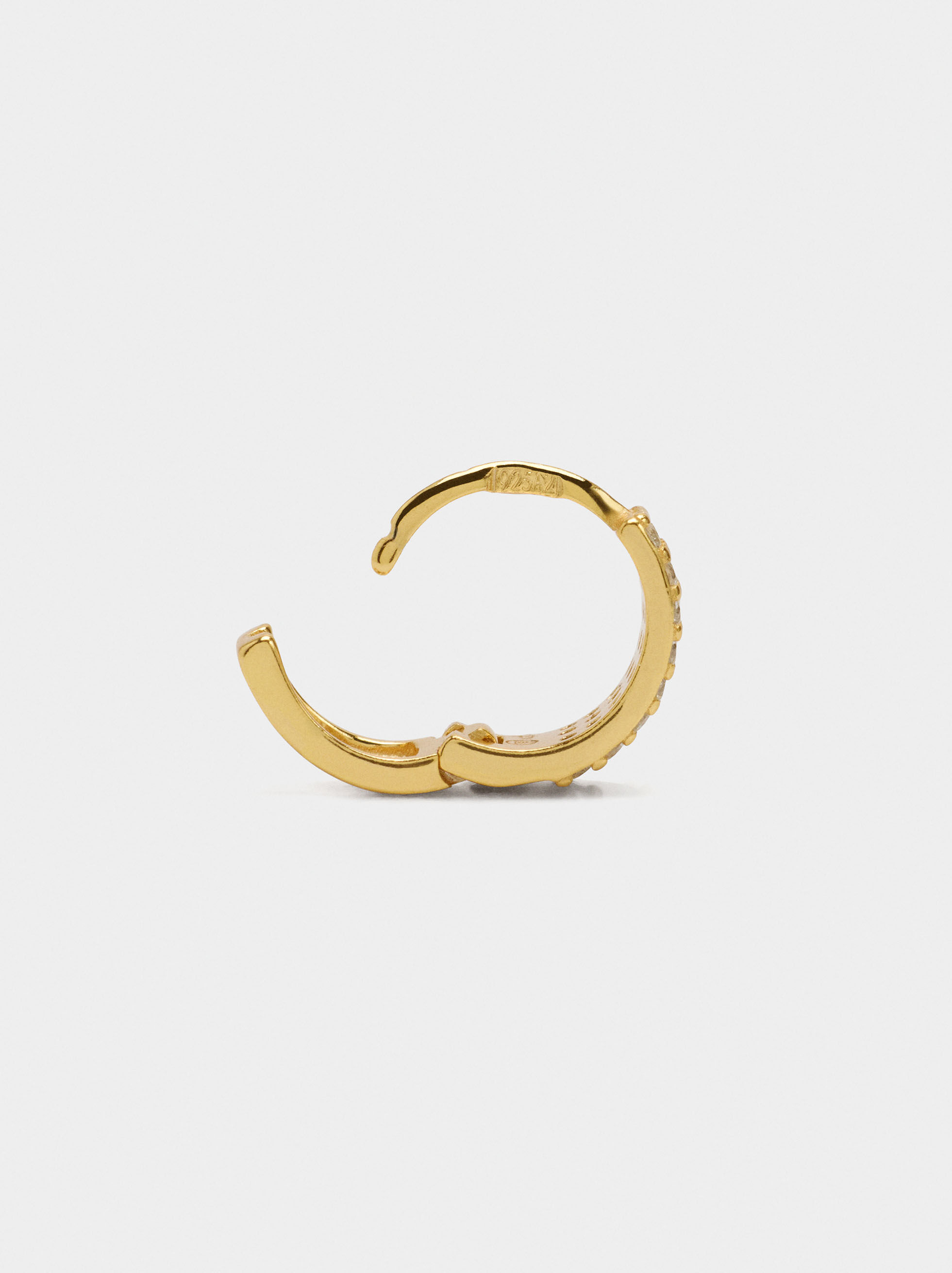 Boucle individuelle large avec zircons - argent massif 925