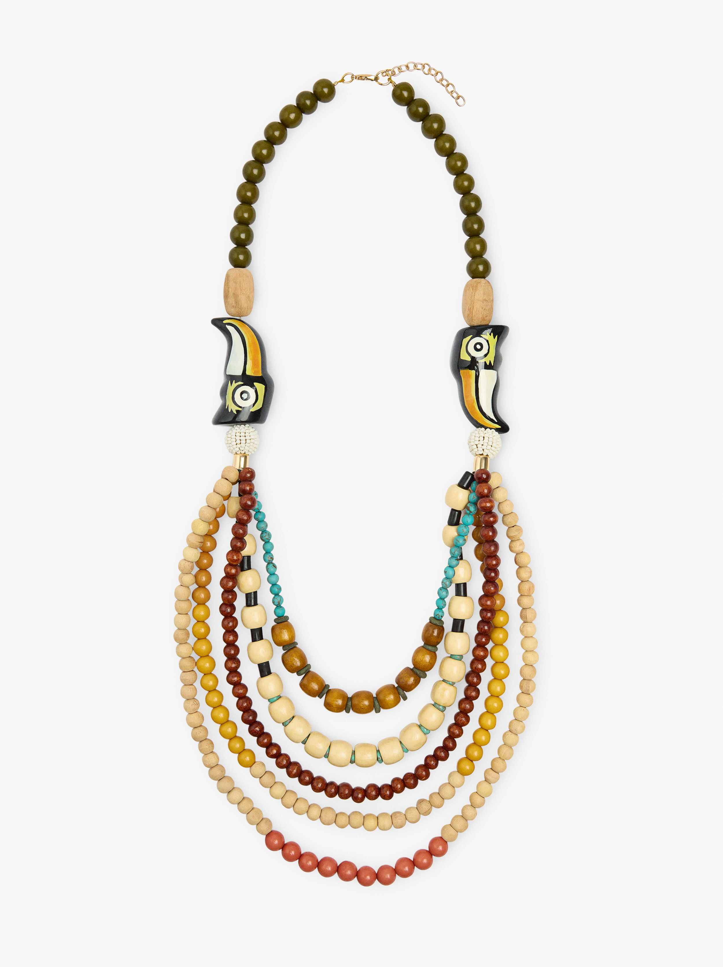 Collier avec perles en bois