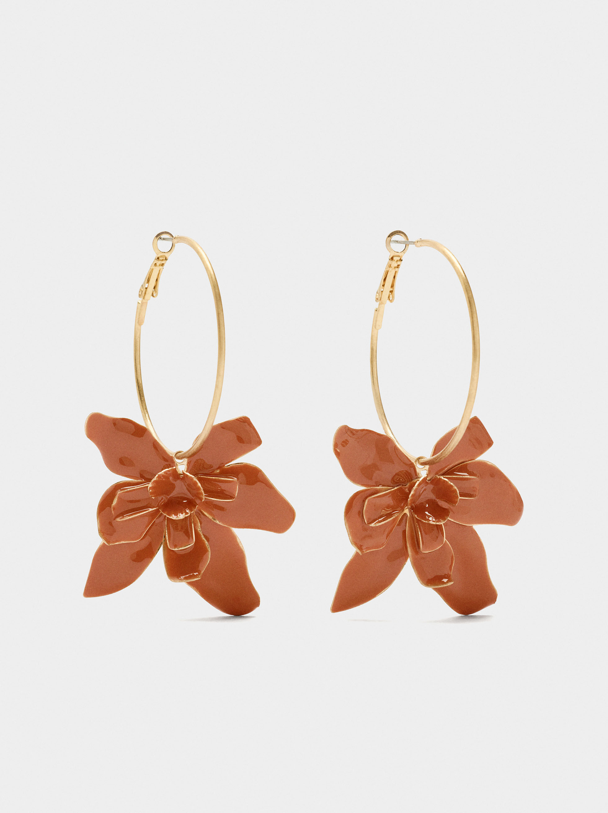 Boucles d'oreilles avec fleur émaillée