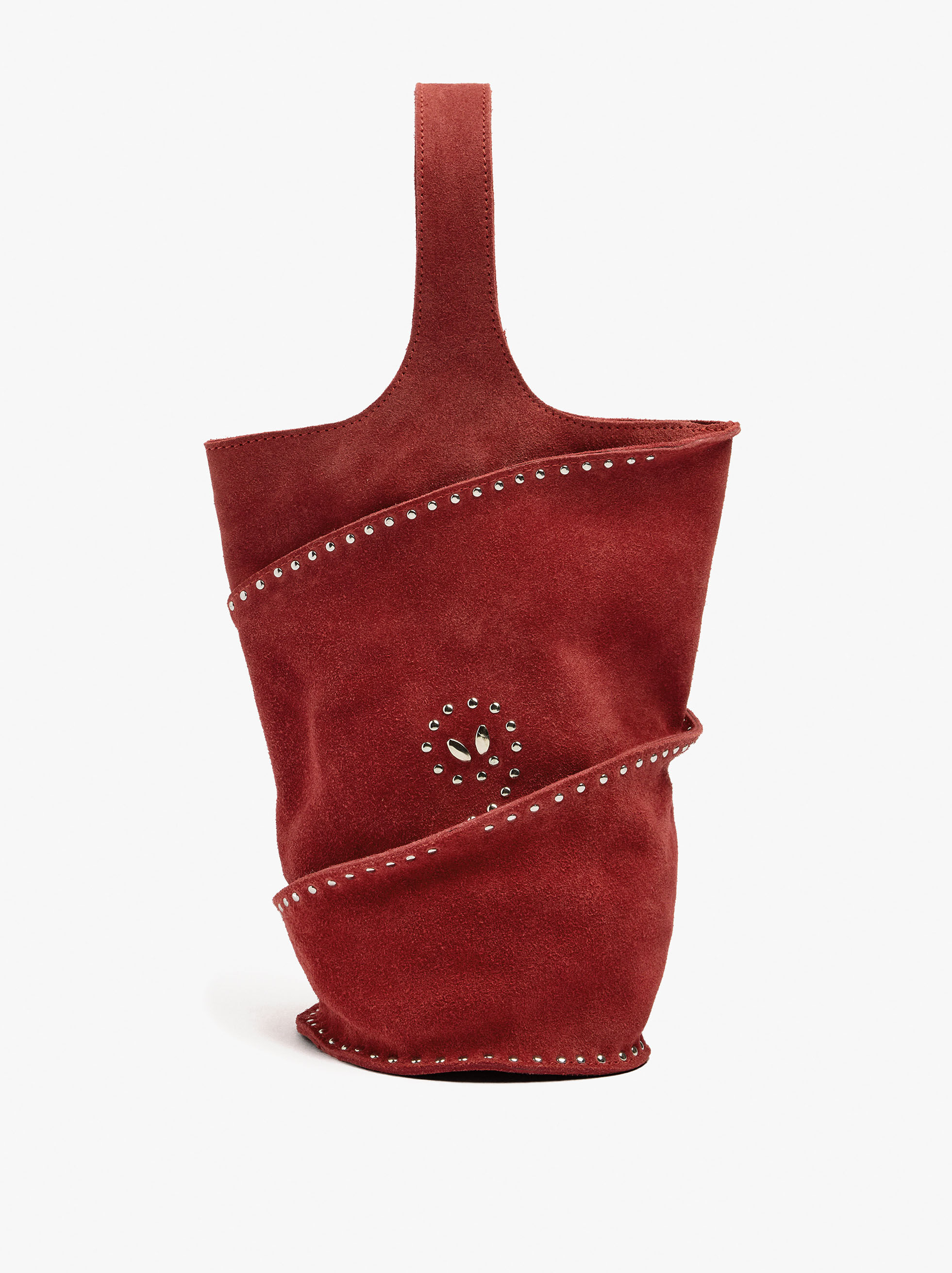 Sac à main cylindrique en cuir avec clous