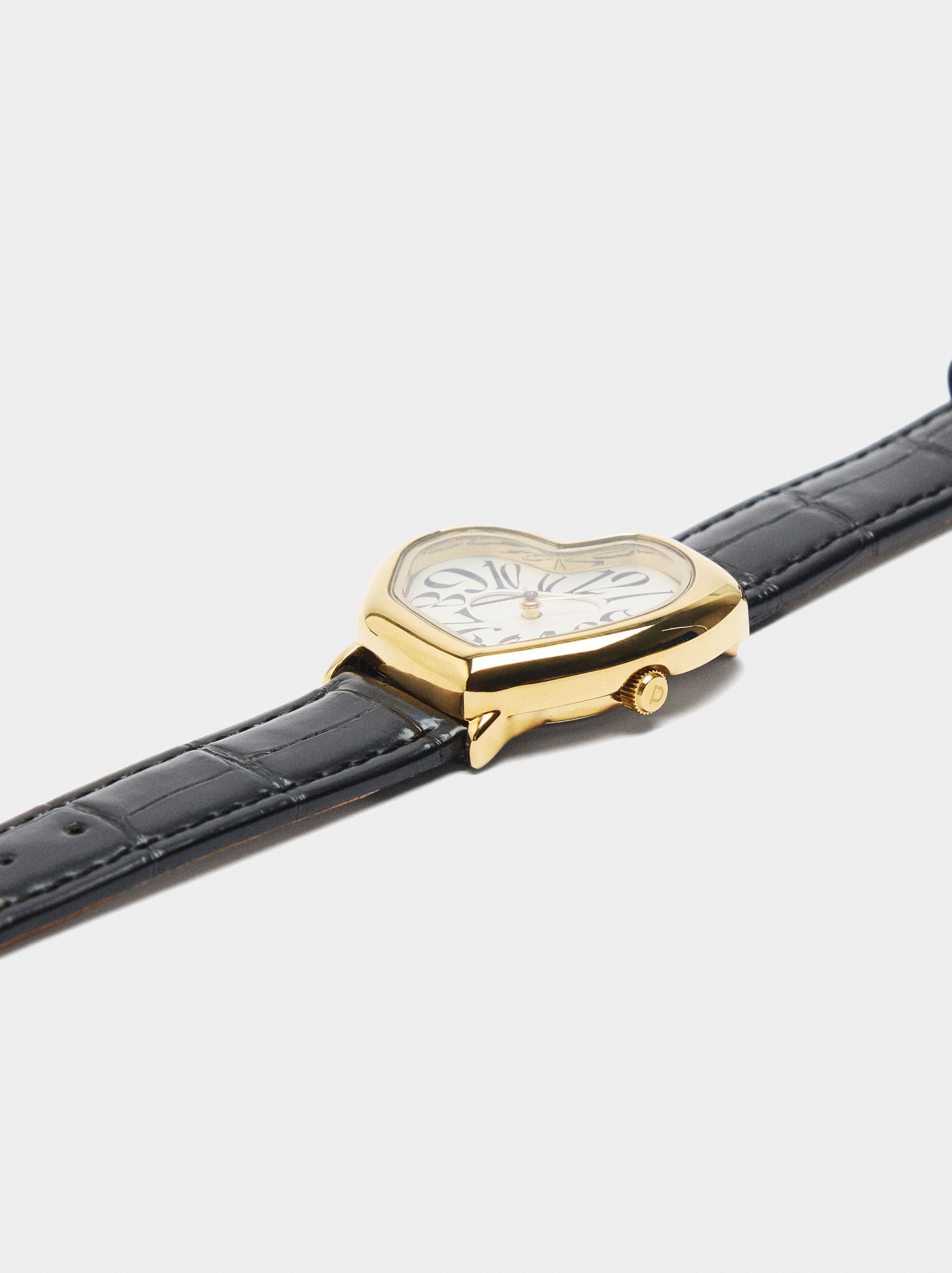 Montre cœur bracelet effet cuir