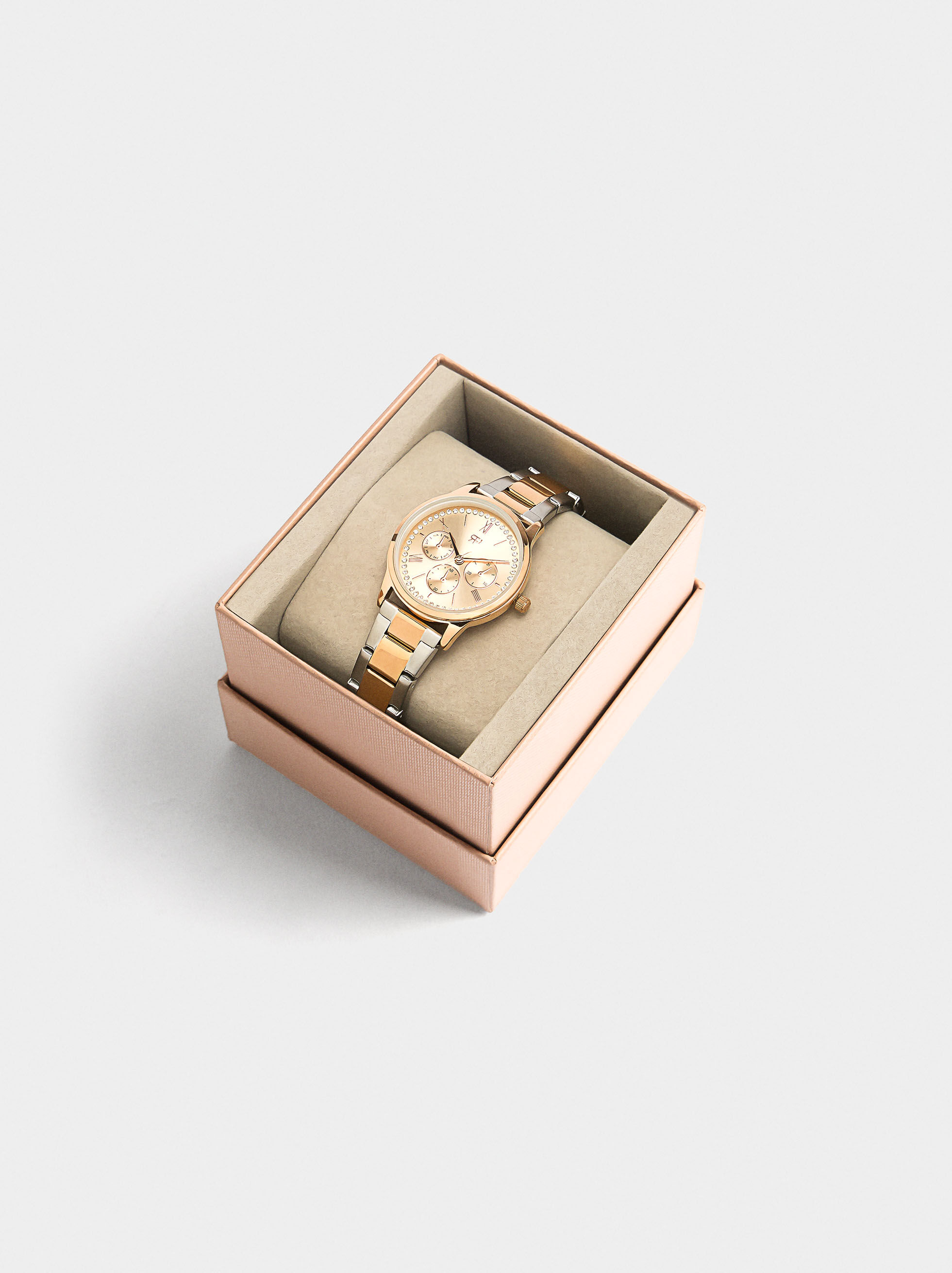 Montre bi-color bracelet en acier inoxydable