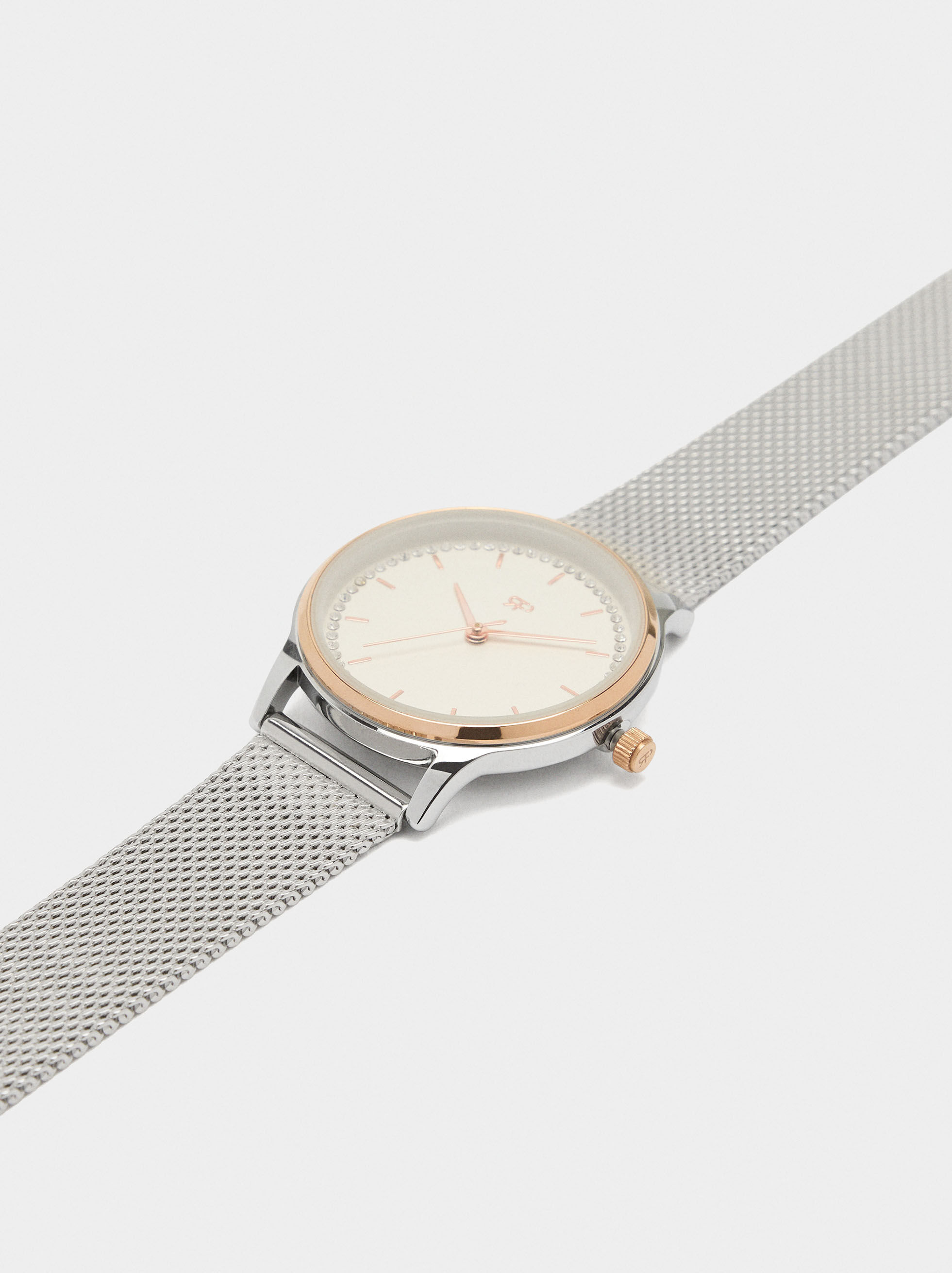 Montre bi-matière avec bracelet métallique en acier inoxydable