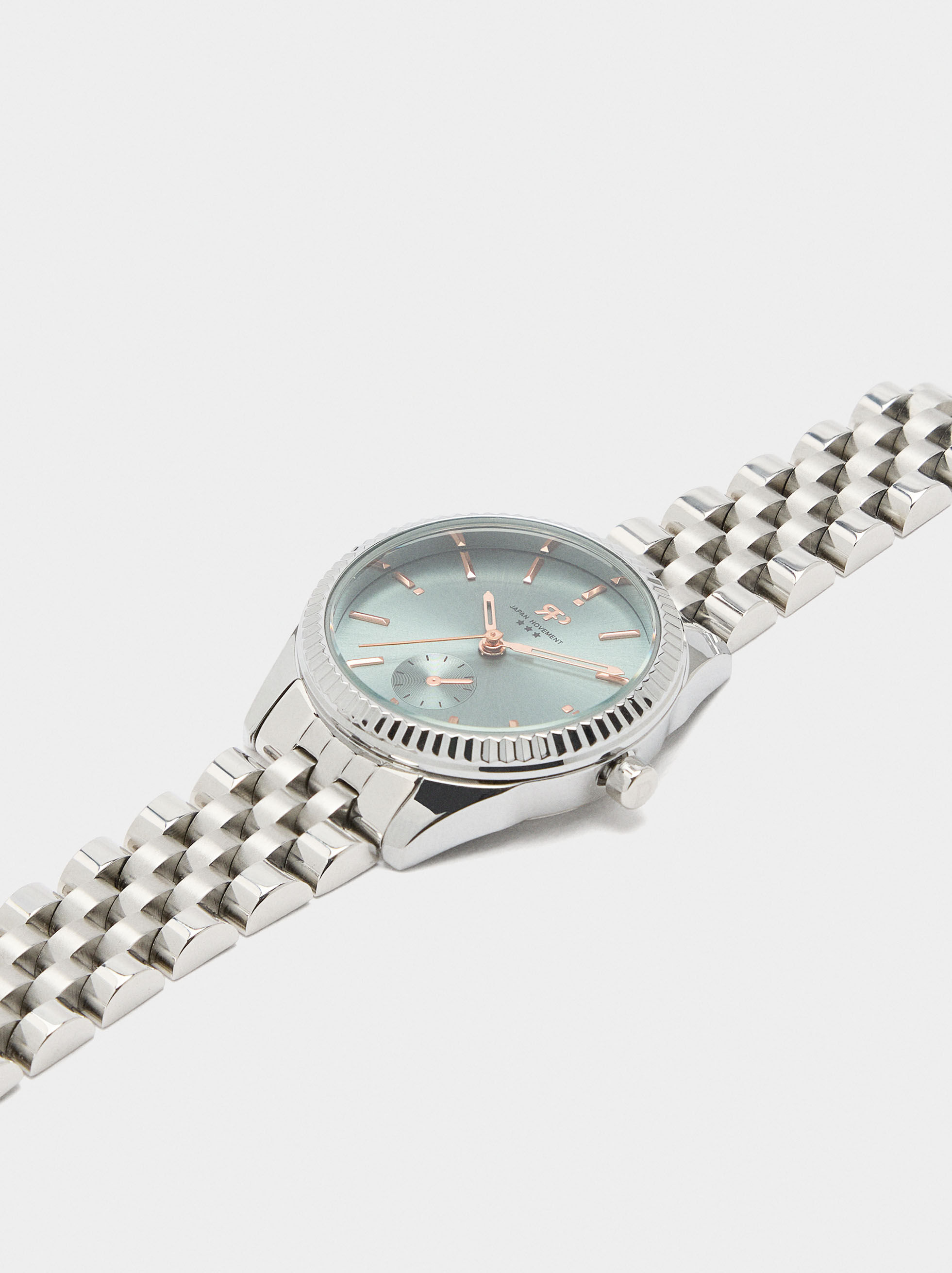 Montre ronde avec bracelet en acier inoxydable