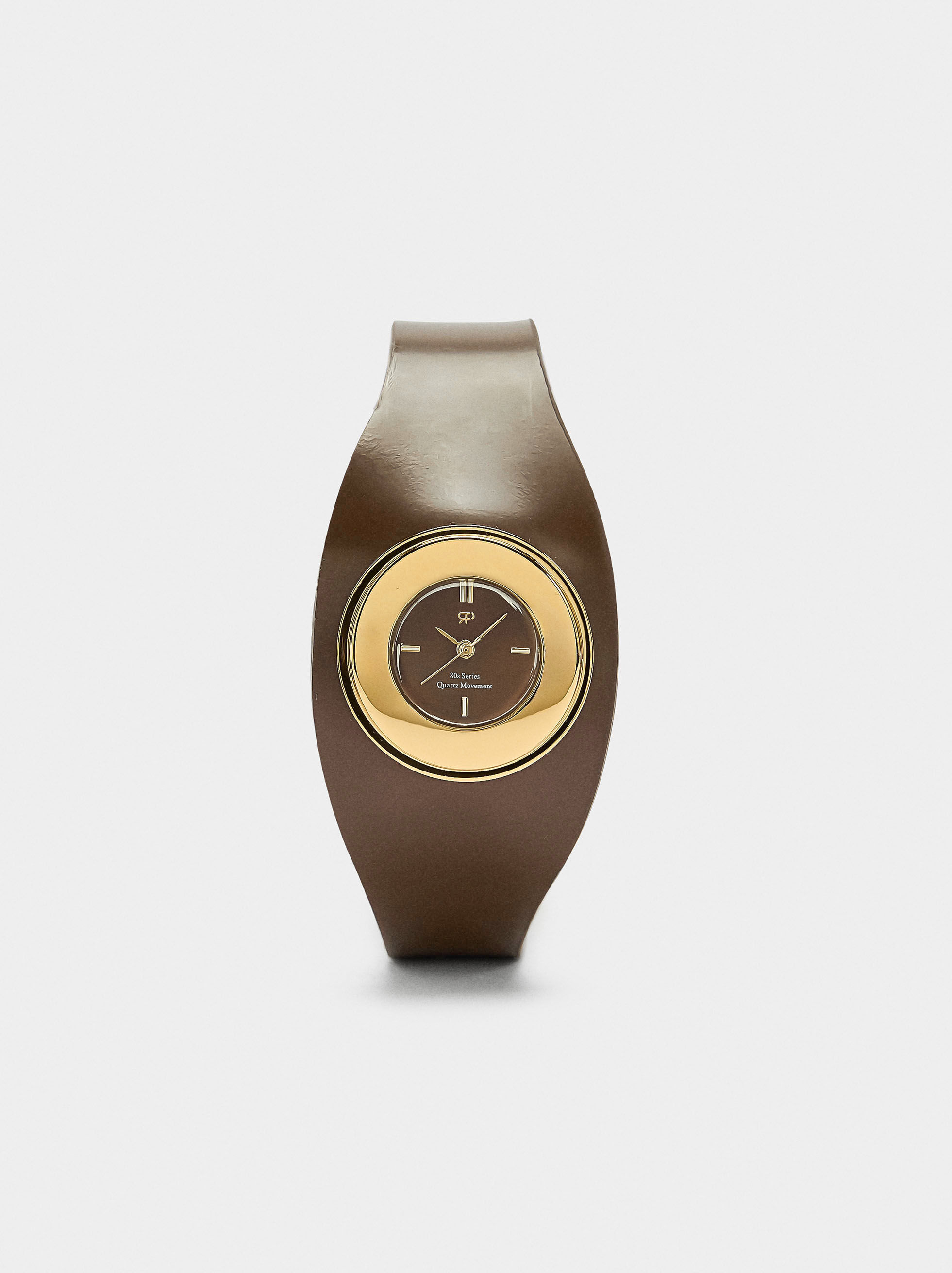 Montre-bracelet large effet cuir