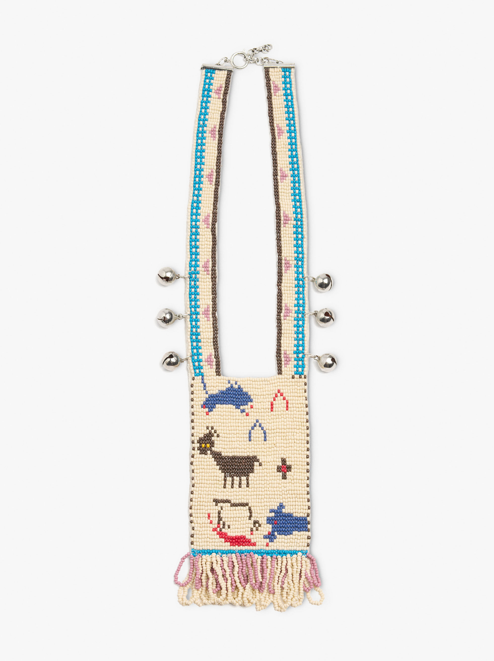 Collier long avec perles et grelots