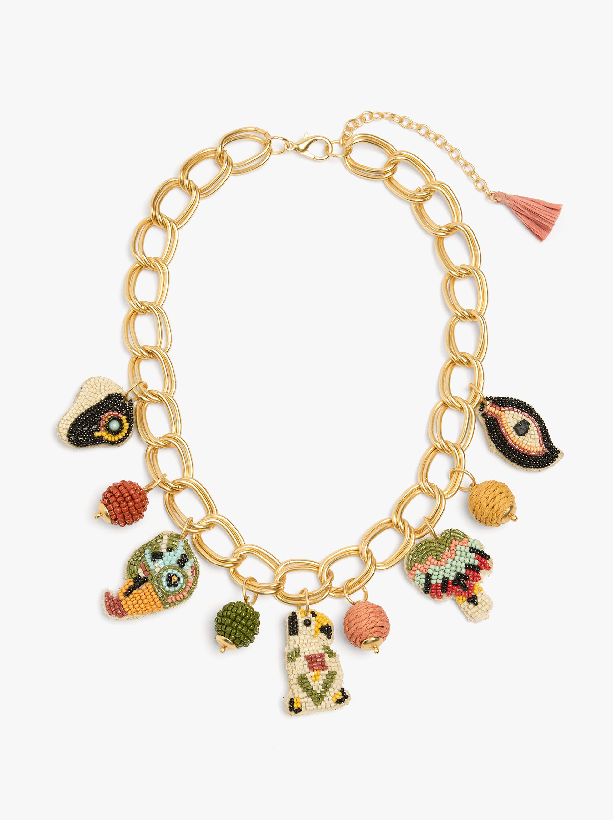 Collier de maillons avec pendentifs multicolores