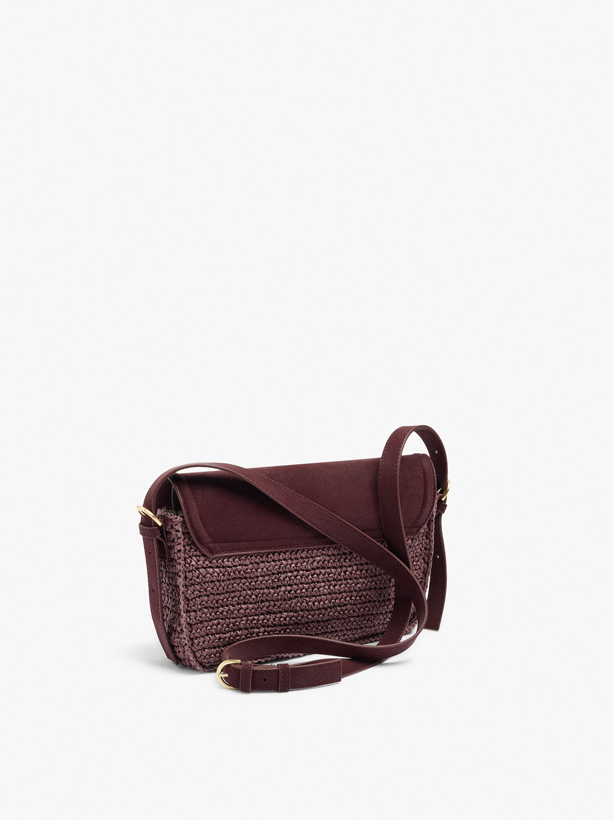 Sac à bandoulière effet paille avec rabat