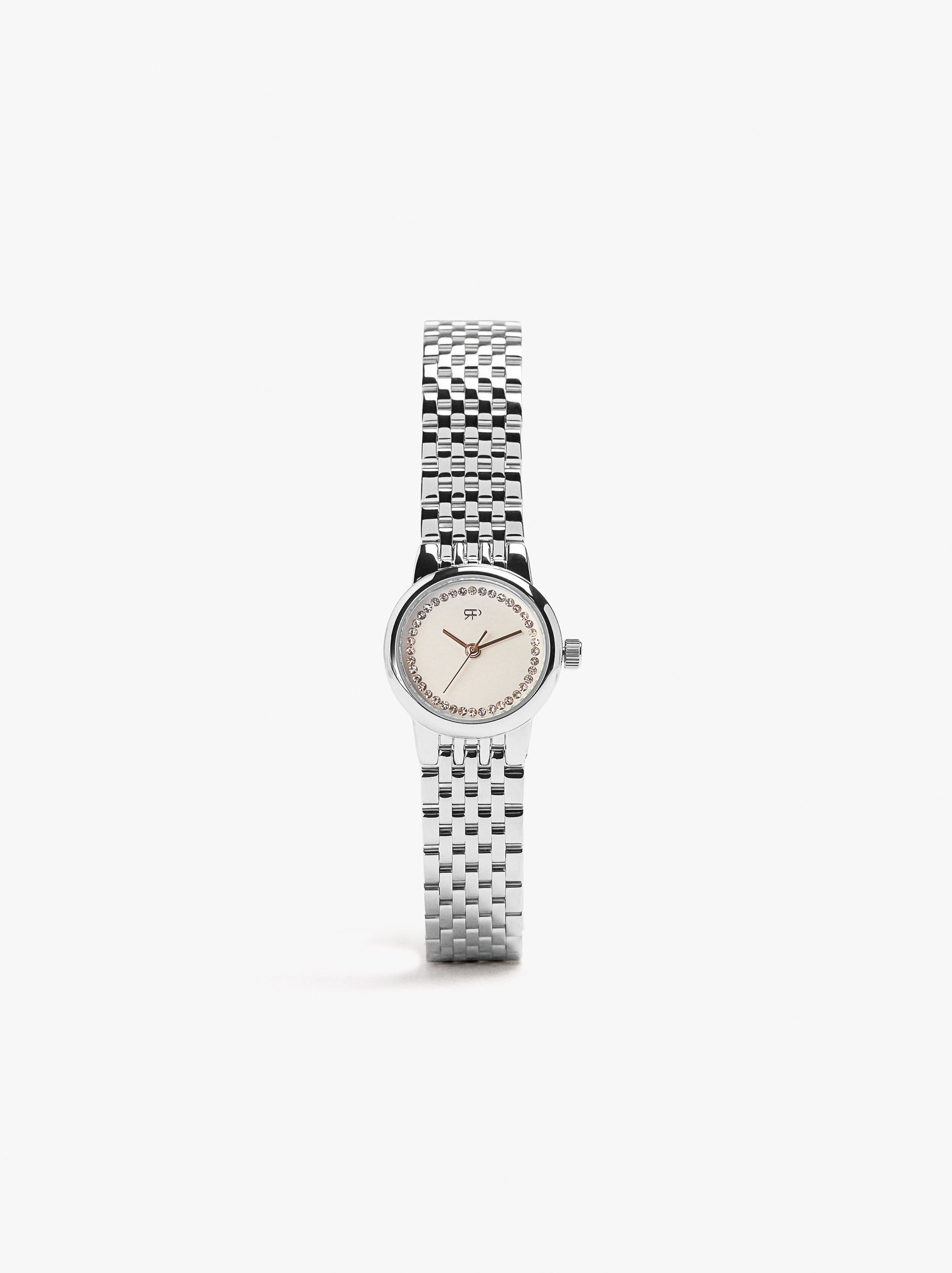 Montre avec cristaux et bracelet en acier inoxydable