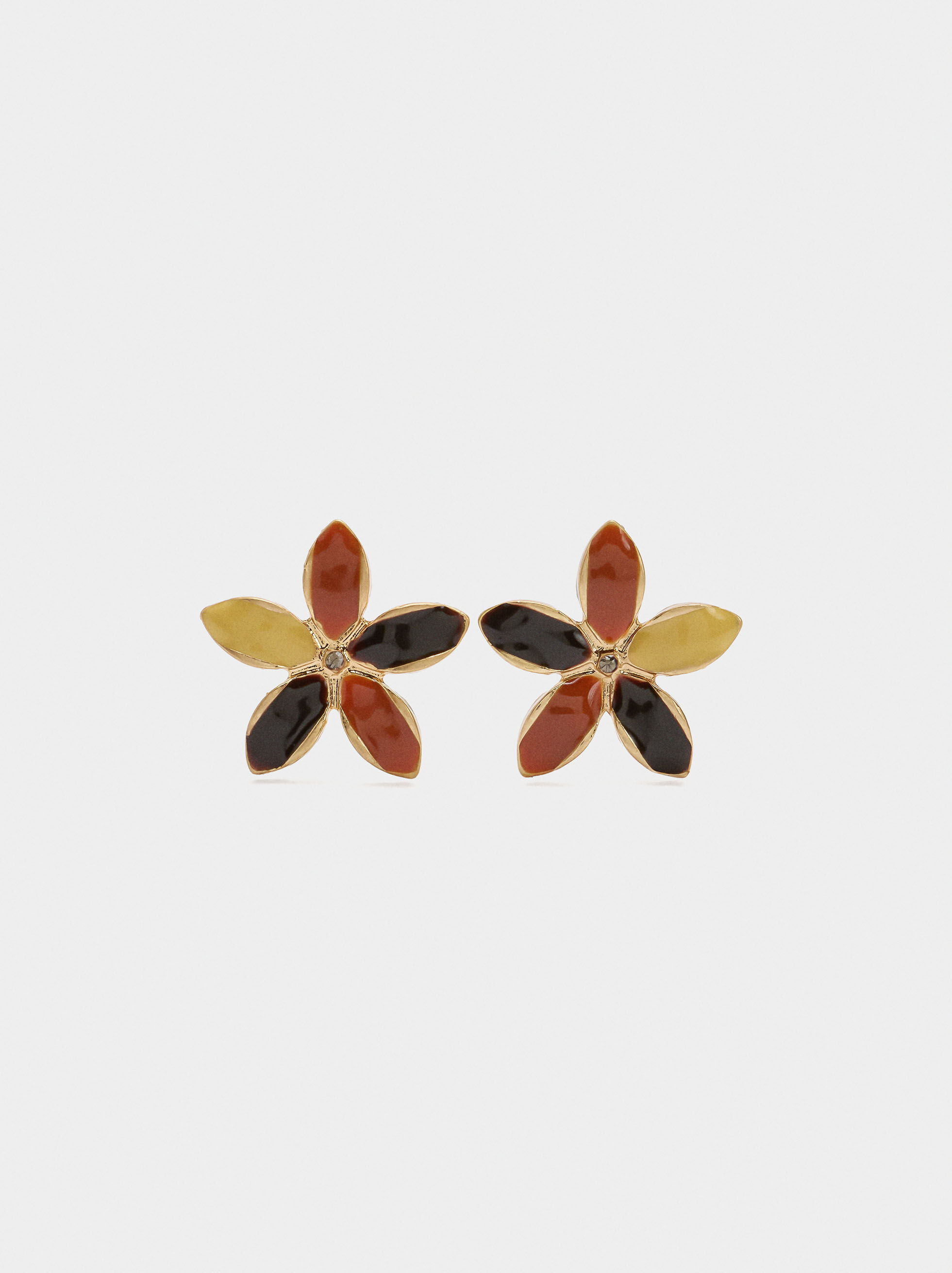 Boucles d'oreilles fleur à émail multicolore