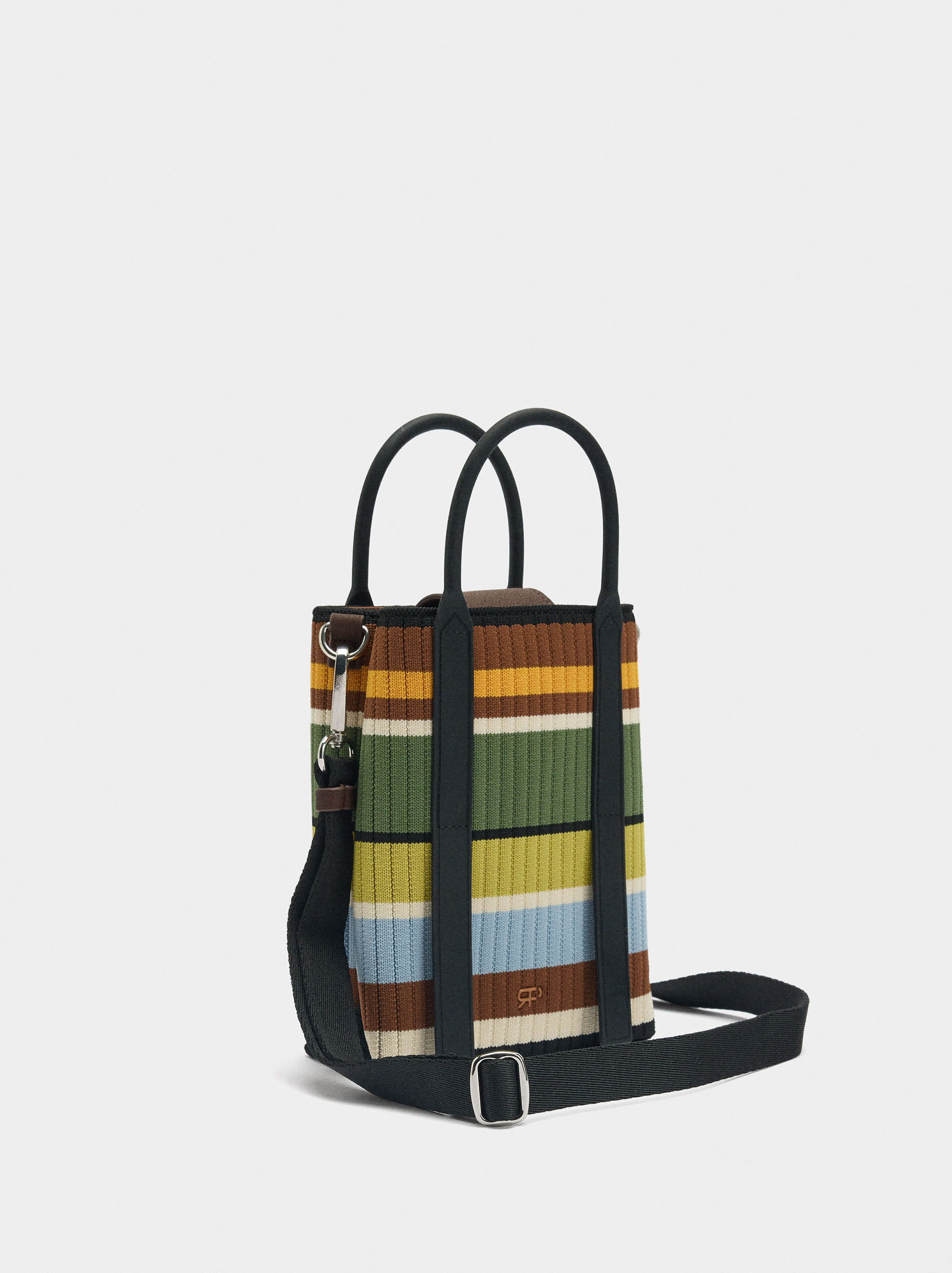 Saco à main pour téléphone en maille rayée