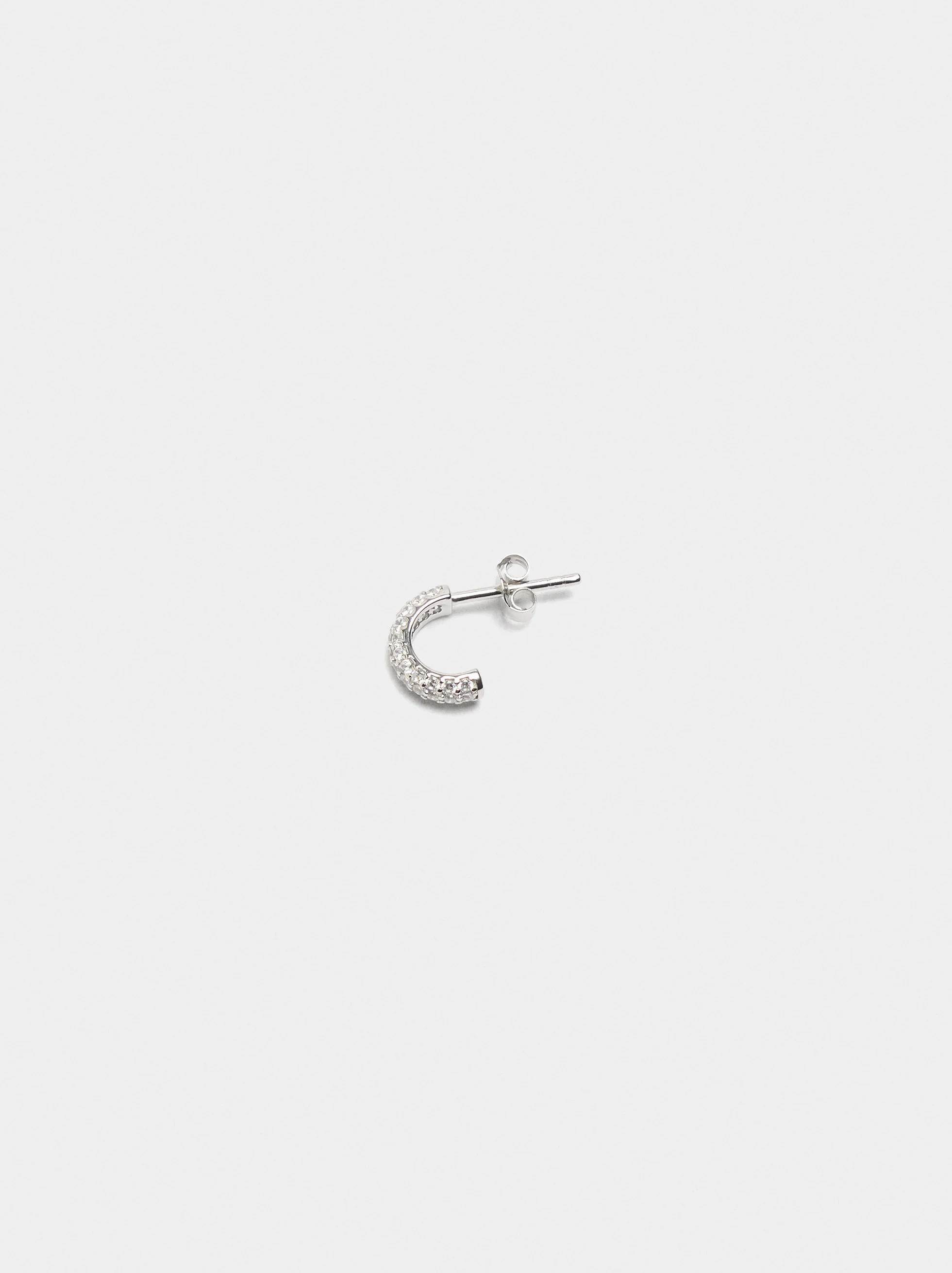 Boucle d'oreille individuelle avec zircons - argent 925
