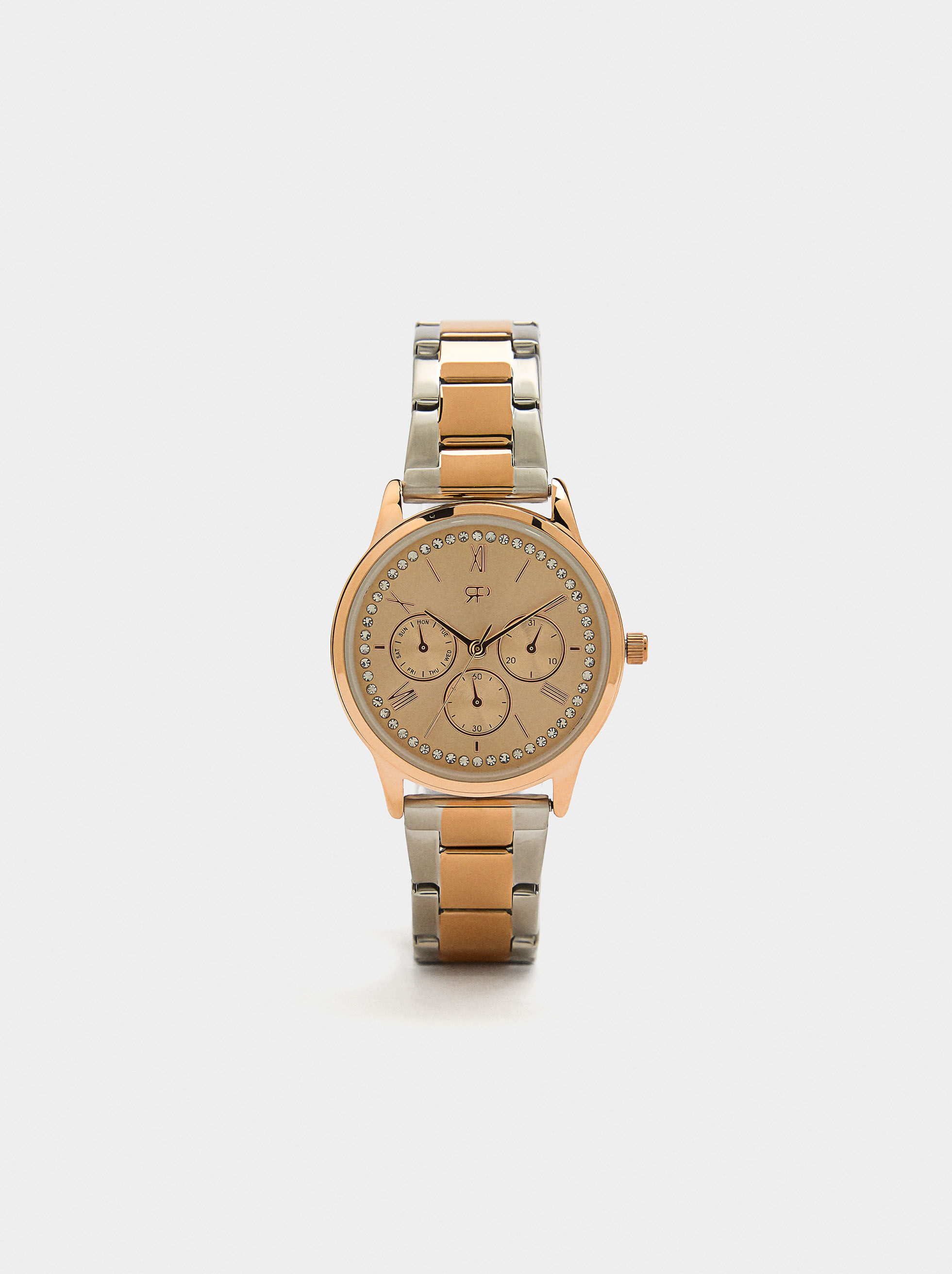 Montre bi-color bracelet en acier inoxydable