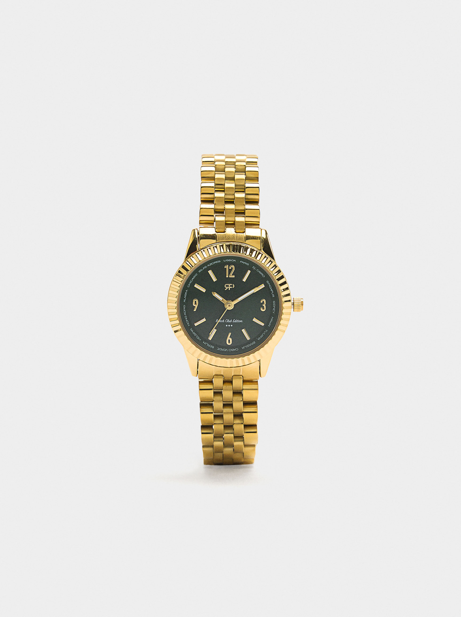 Montre ronde avec bracelet en acier inoxydable
