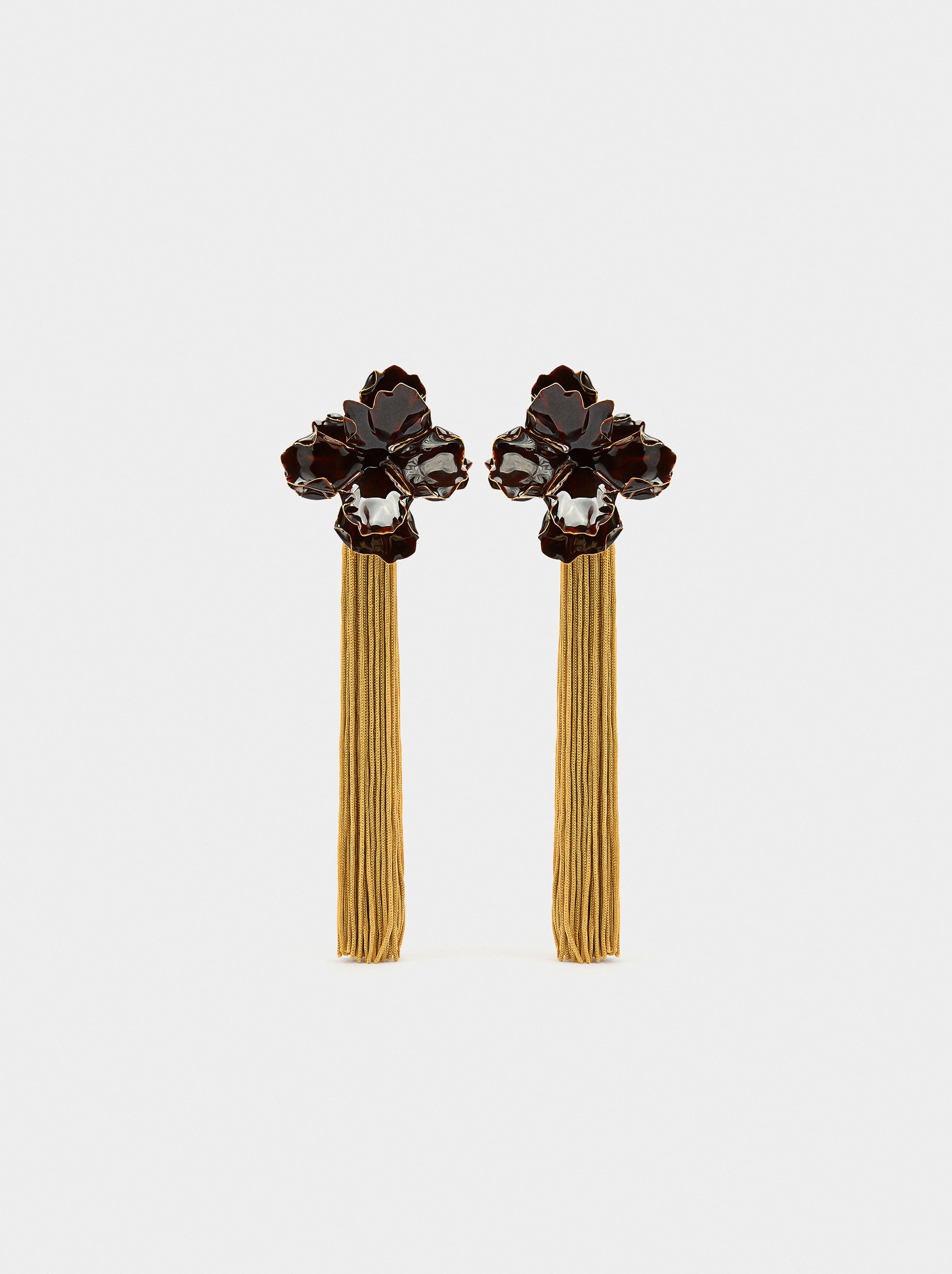 Boucles de oreilles maxi en forme de fleur avec franges