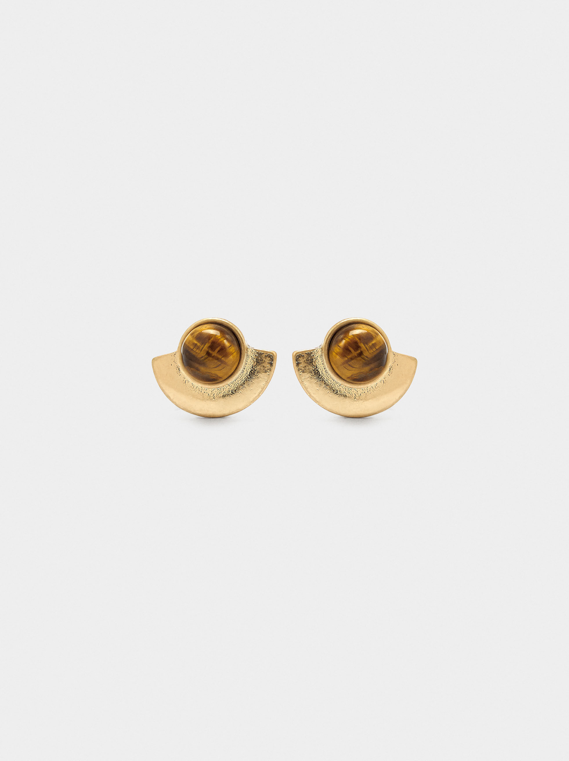 Boucles d'oreilles en forme de ventilateur avec pierre