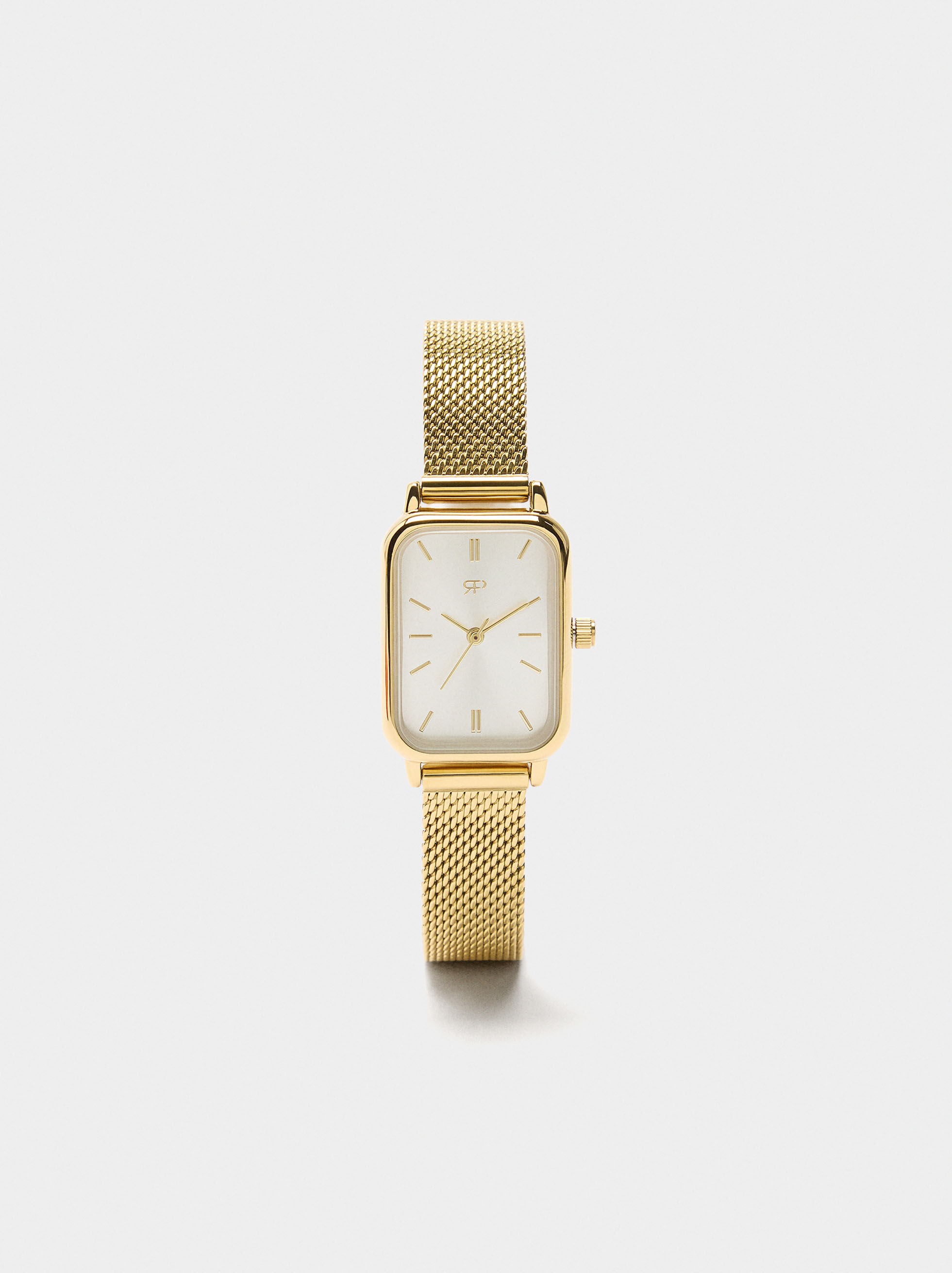 Montre rectangulaire bracelet en maille acier inoxydable