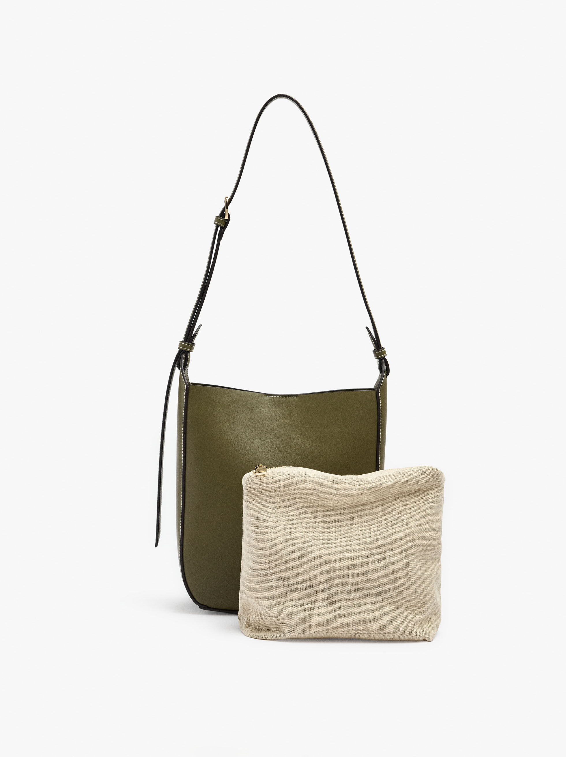 Sac à main lisse avec pochette amovible