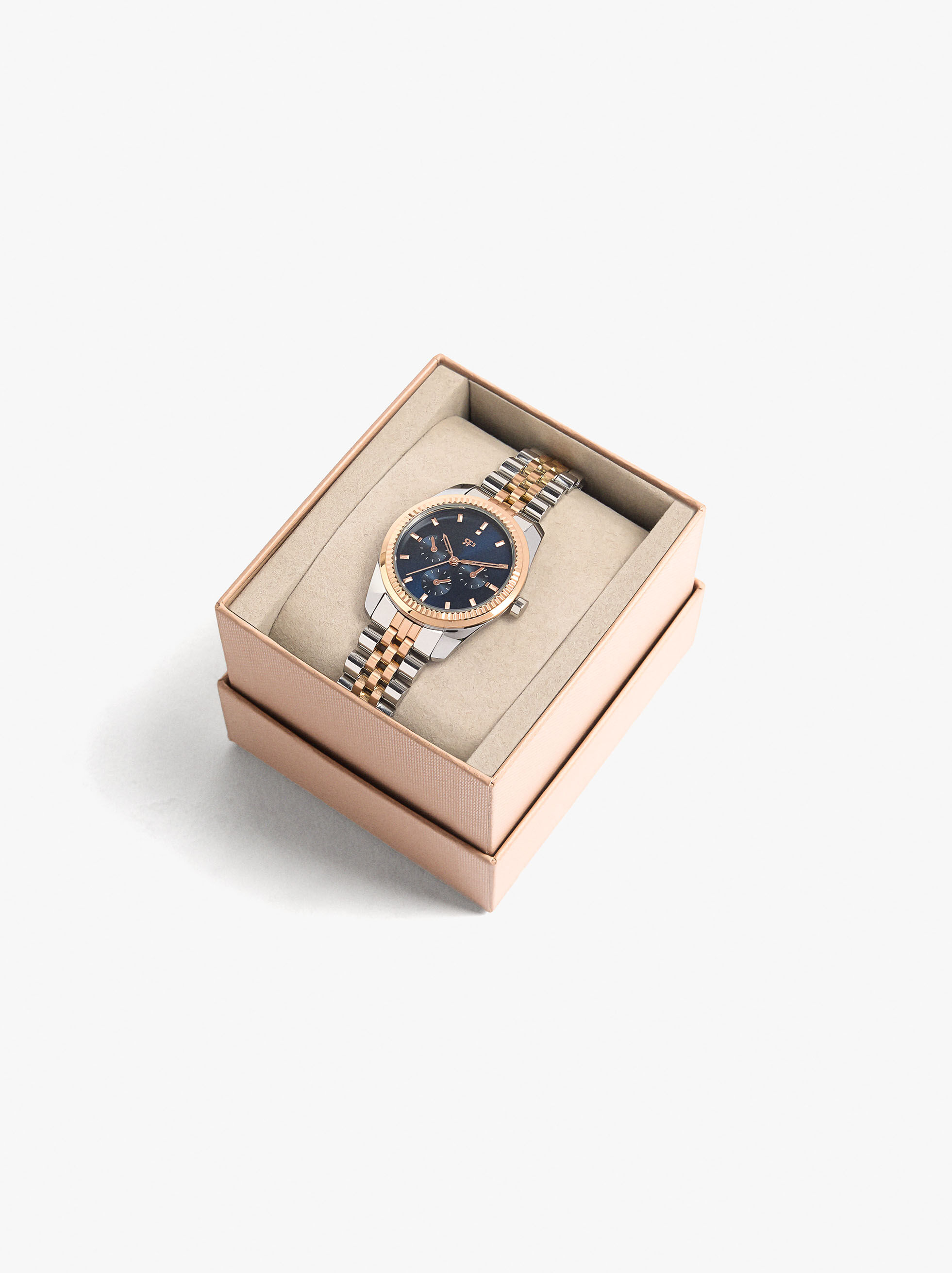 Montre bicolor bracelet en acier inoxydable