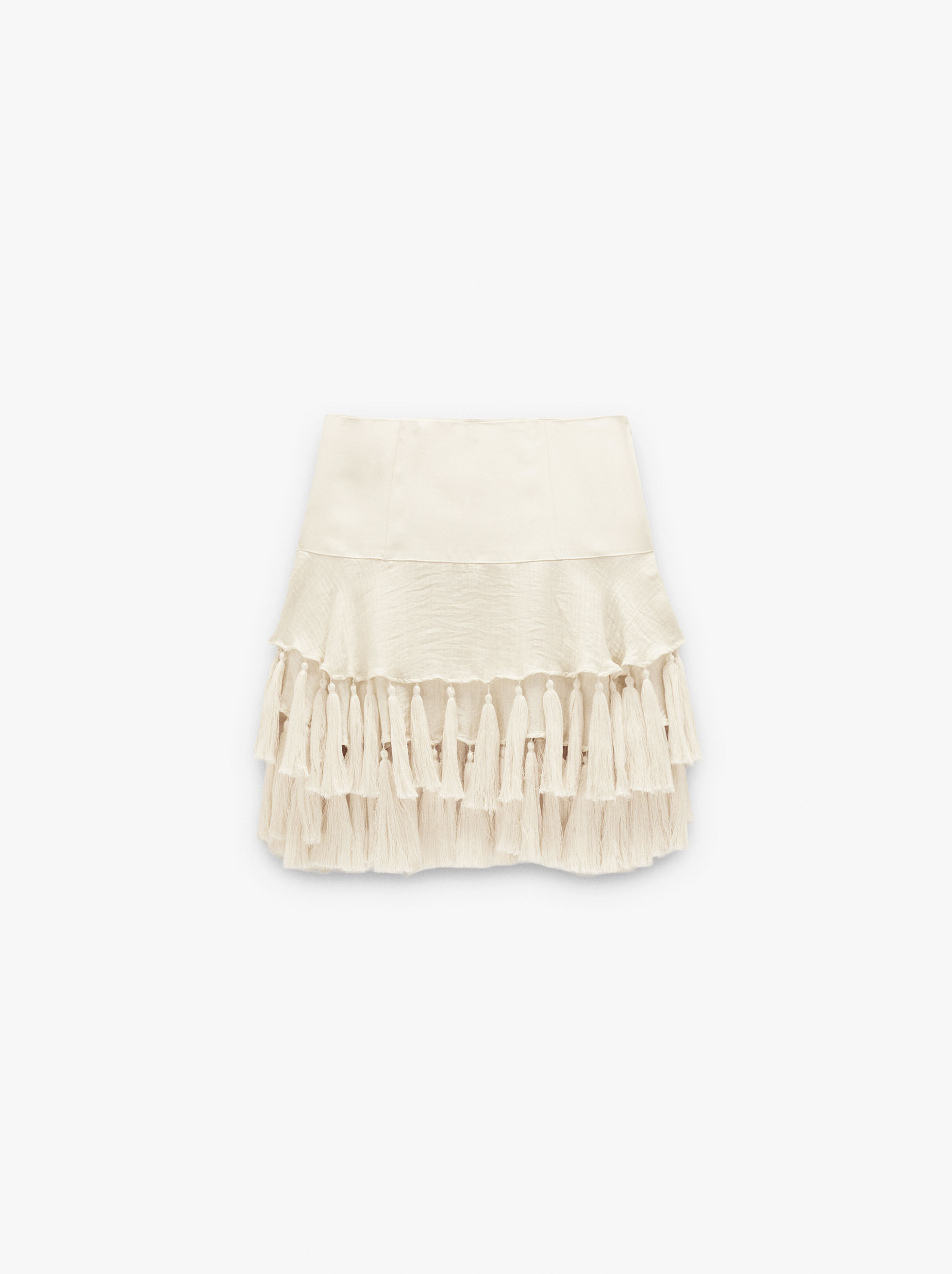 Jupe en soie mélangée avec pompons