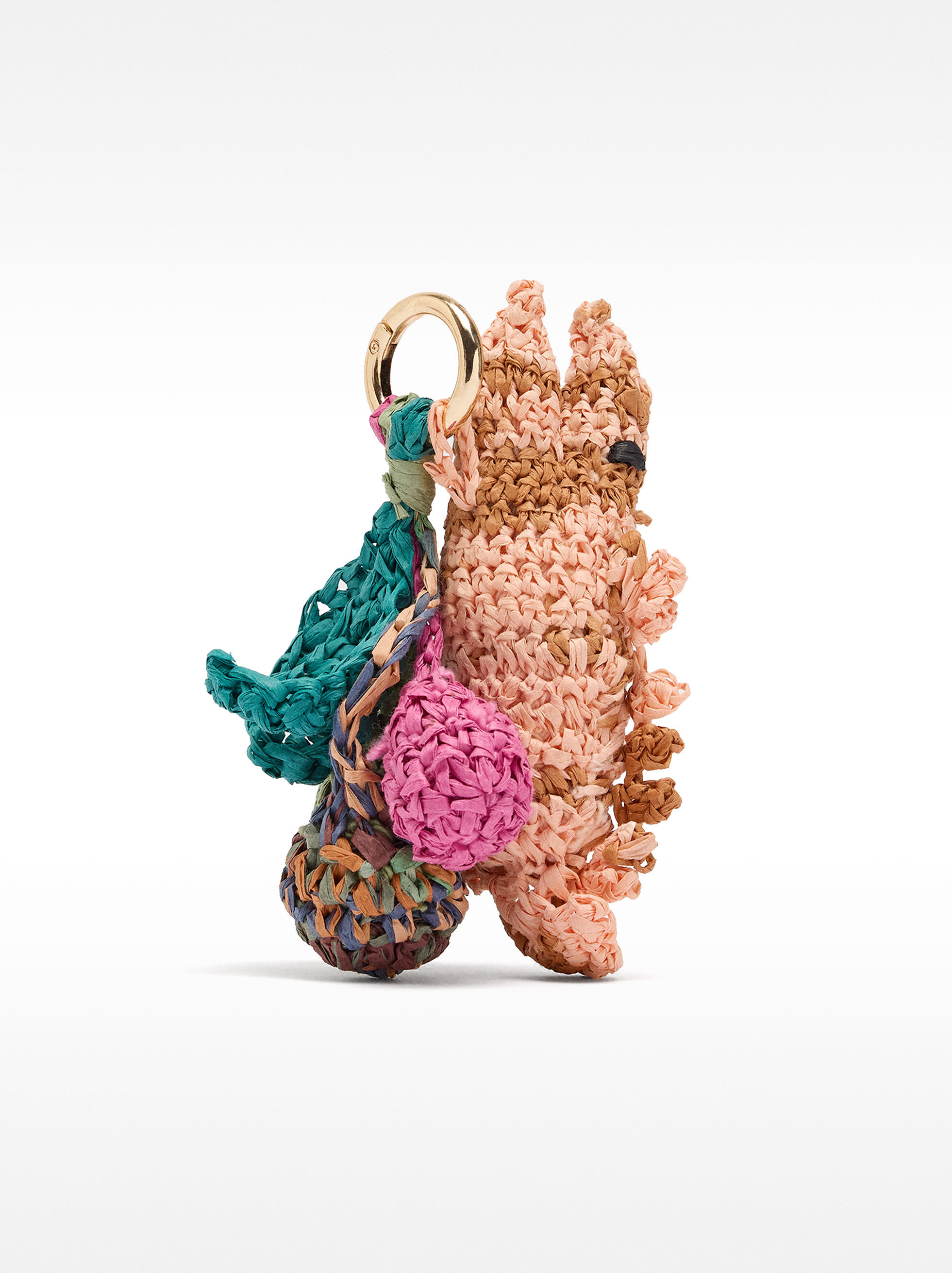 Porte-clés en forme de poisson en raphia multicolore