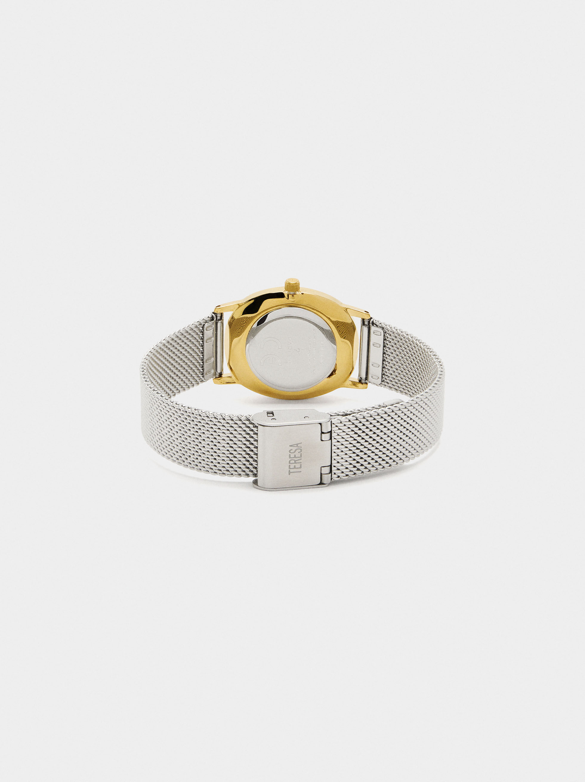 Montre ovale bicouleur avec bracelet en acier inoxydable