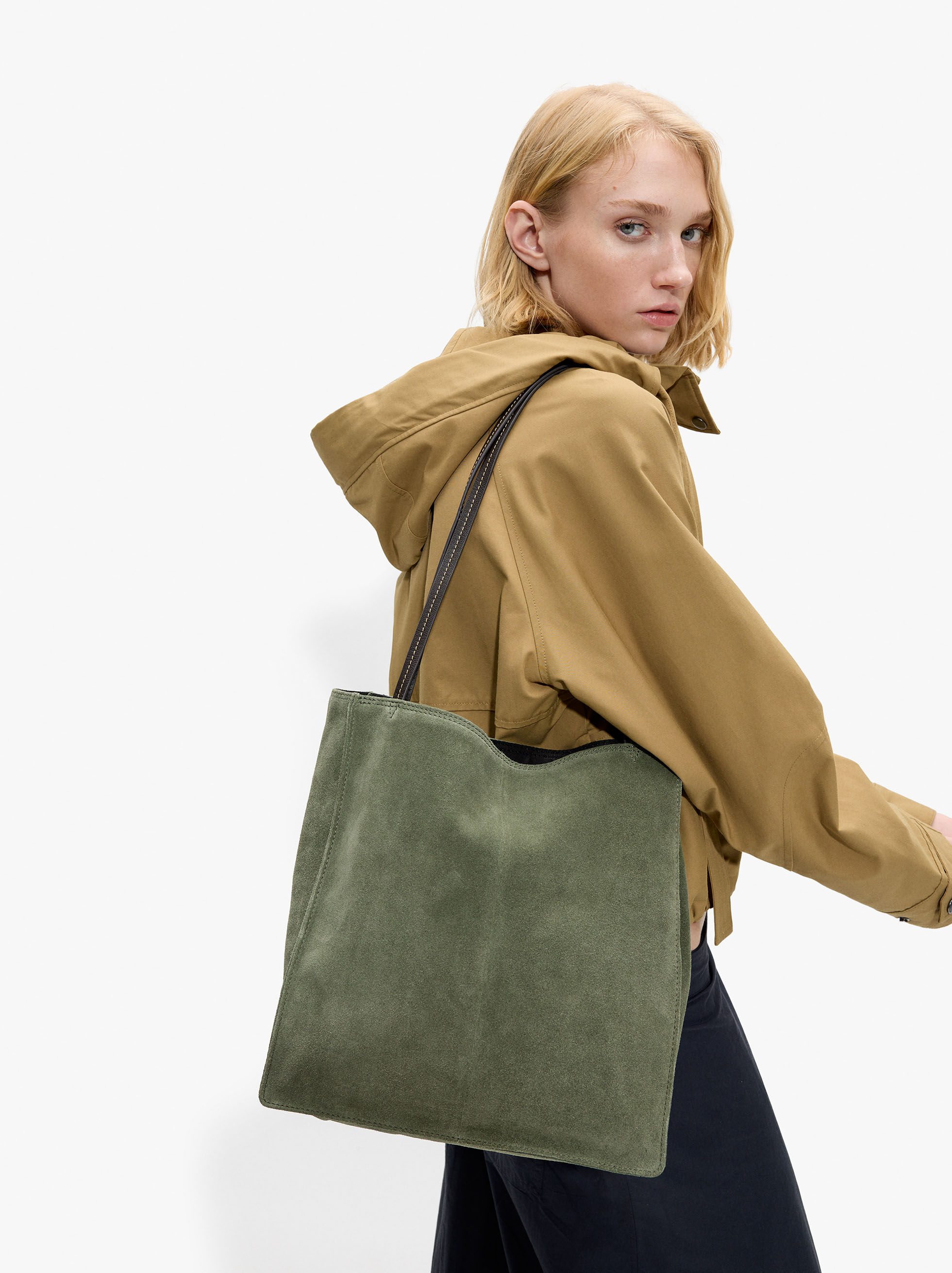 Sac shopper rectangulaire en cuir