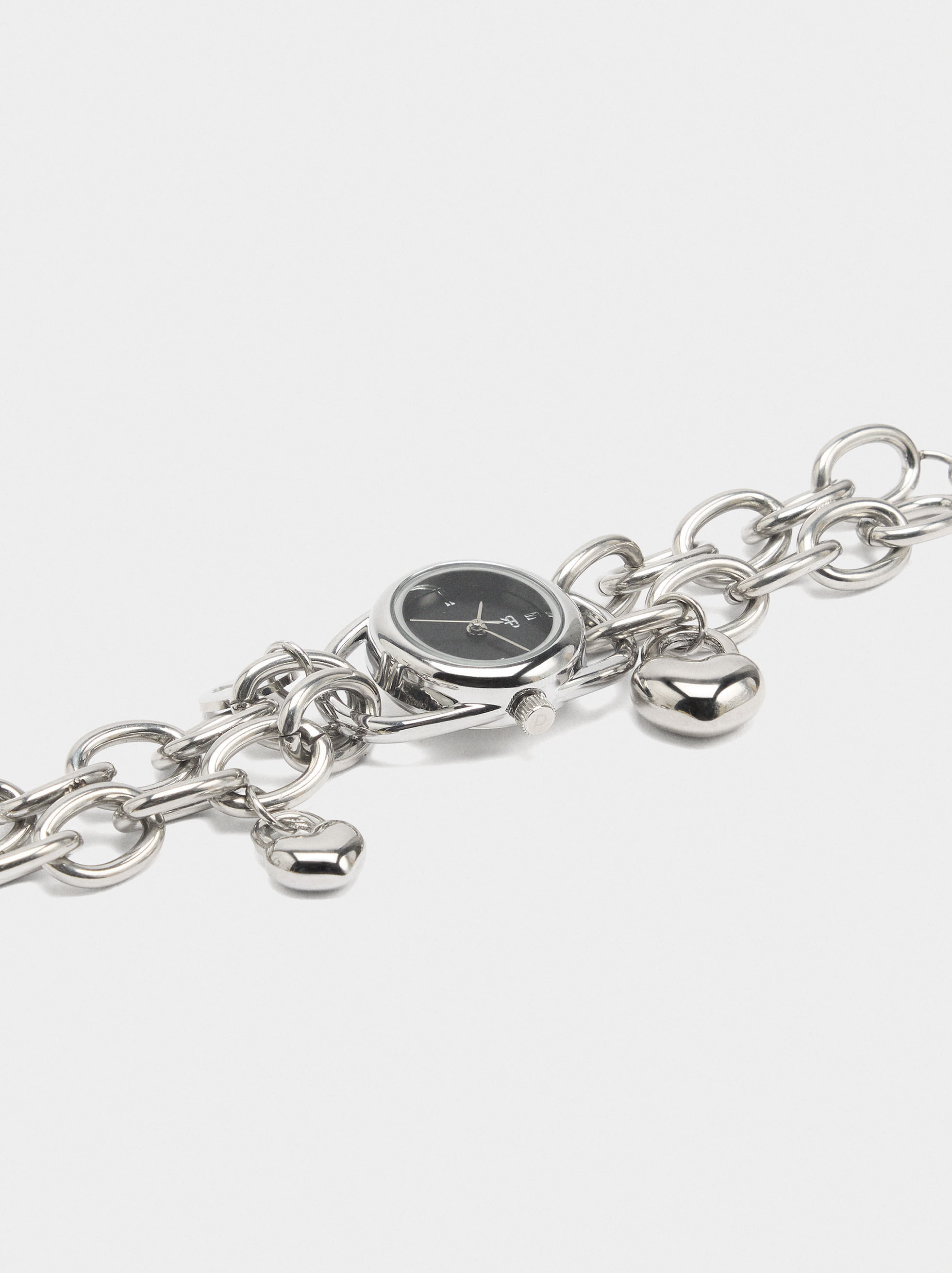 Montre-bracelet à maillons avec cœurs