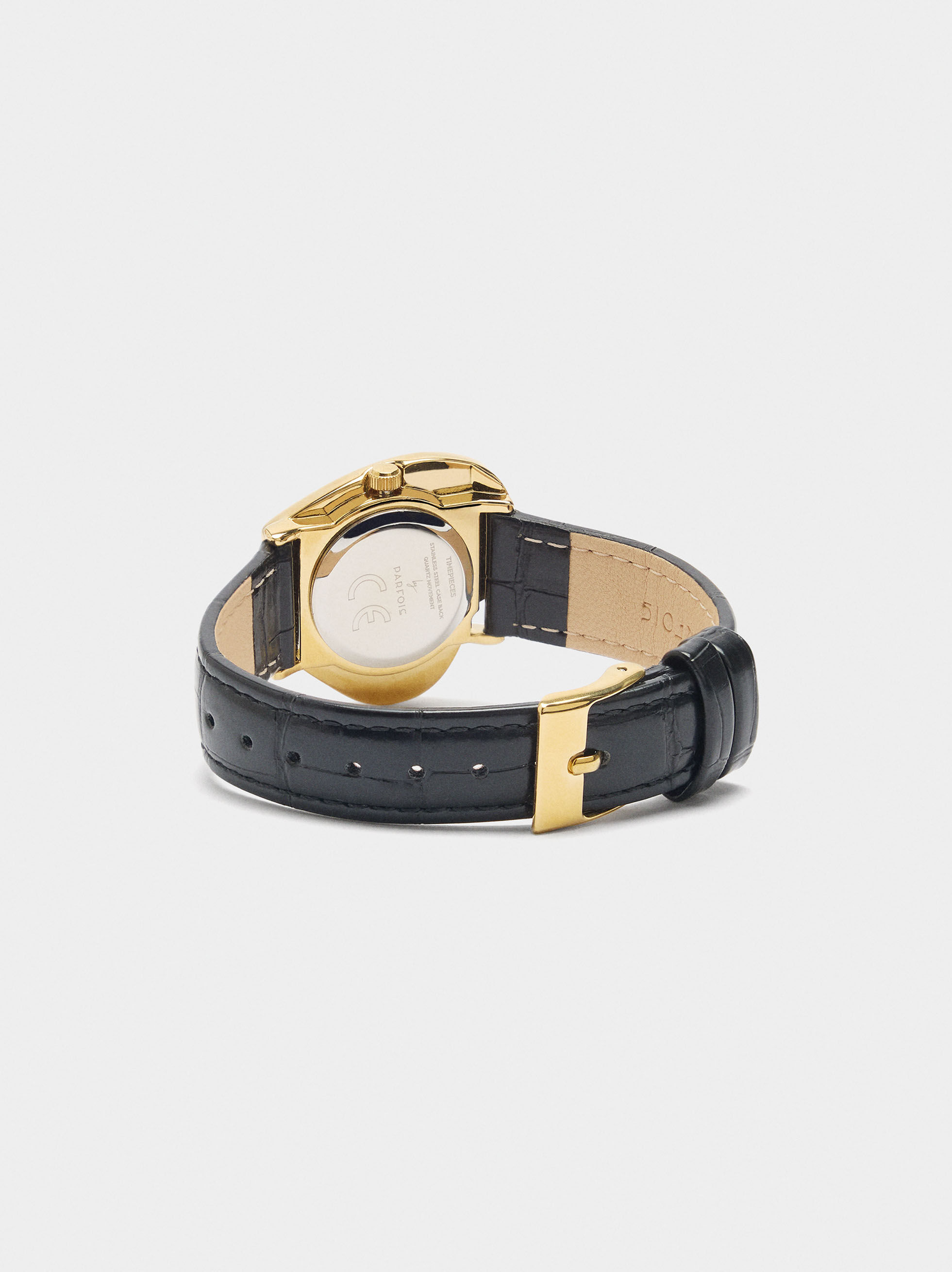 Montre cœur bracelet effet cuir