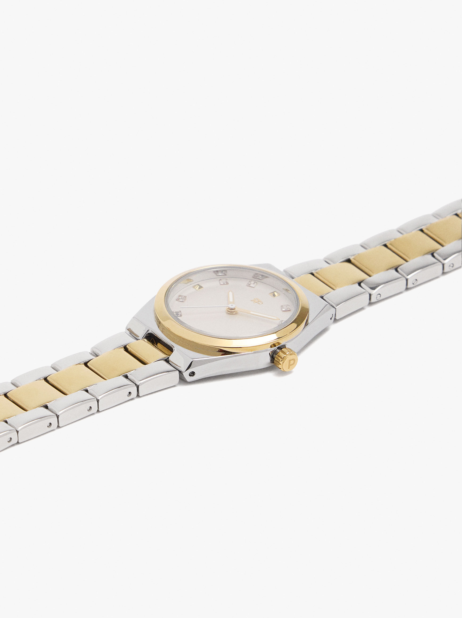 Montre bi couleur bracelet en acier inoxydable