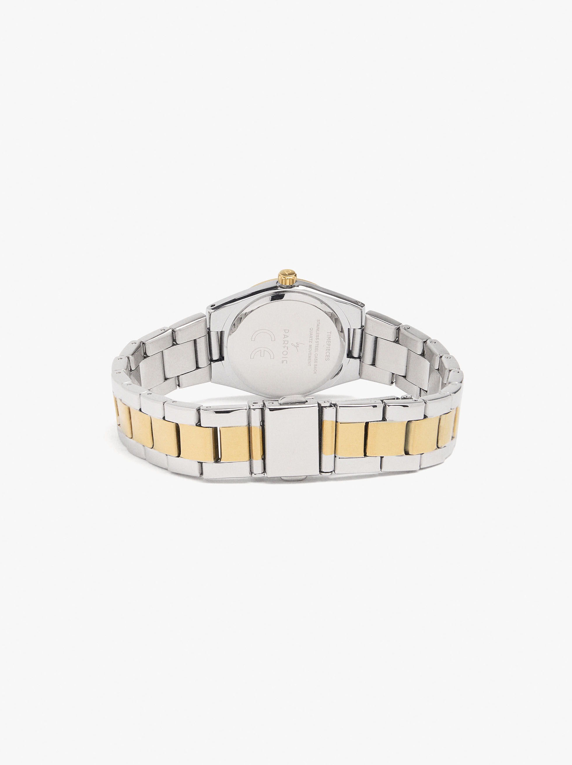 Montre bi couleur bracelet en acier inoxydable