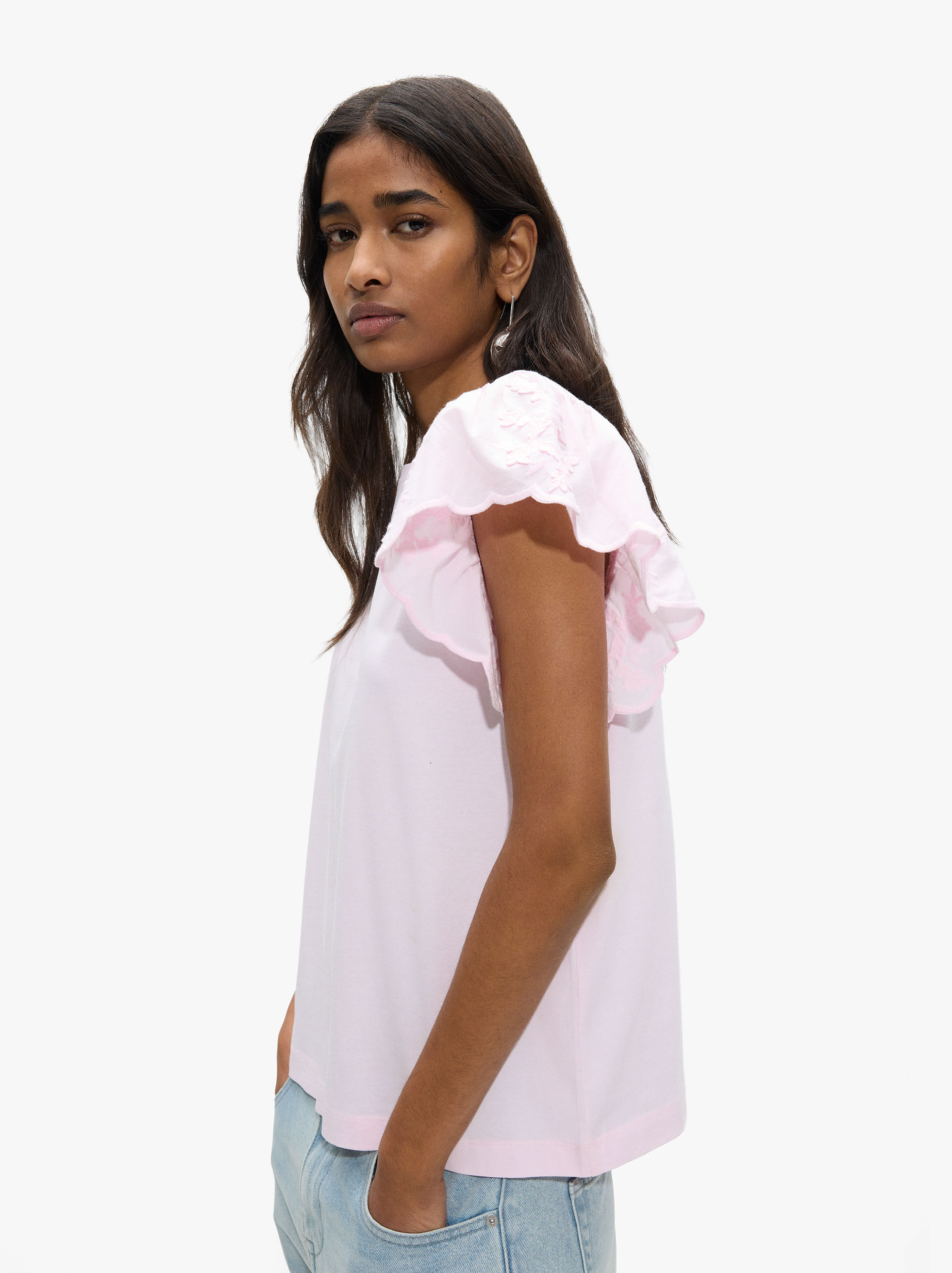 T-shirt en coton manches à volants