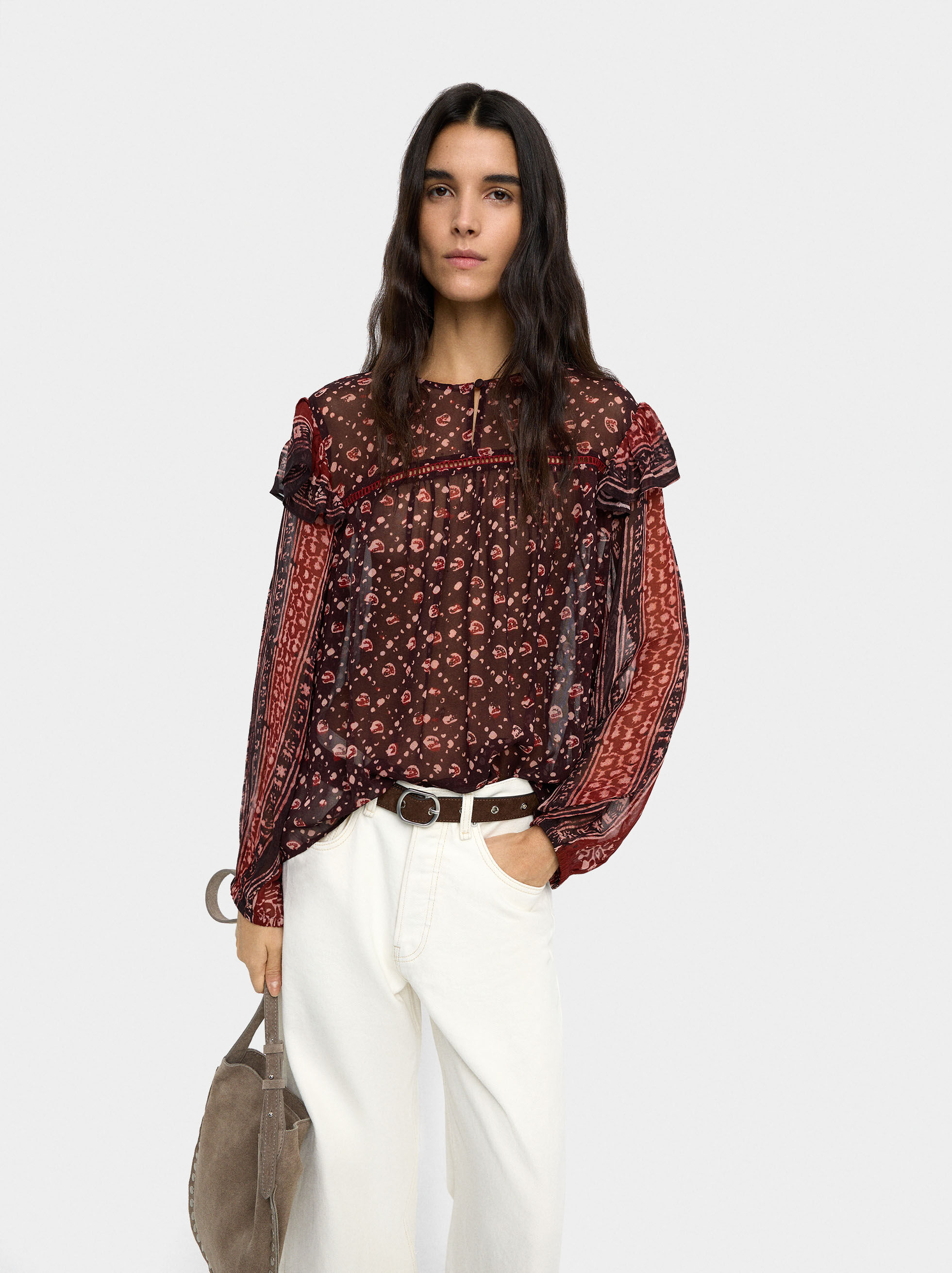 Blouse imprimée semi-transparente