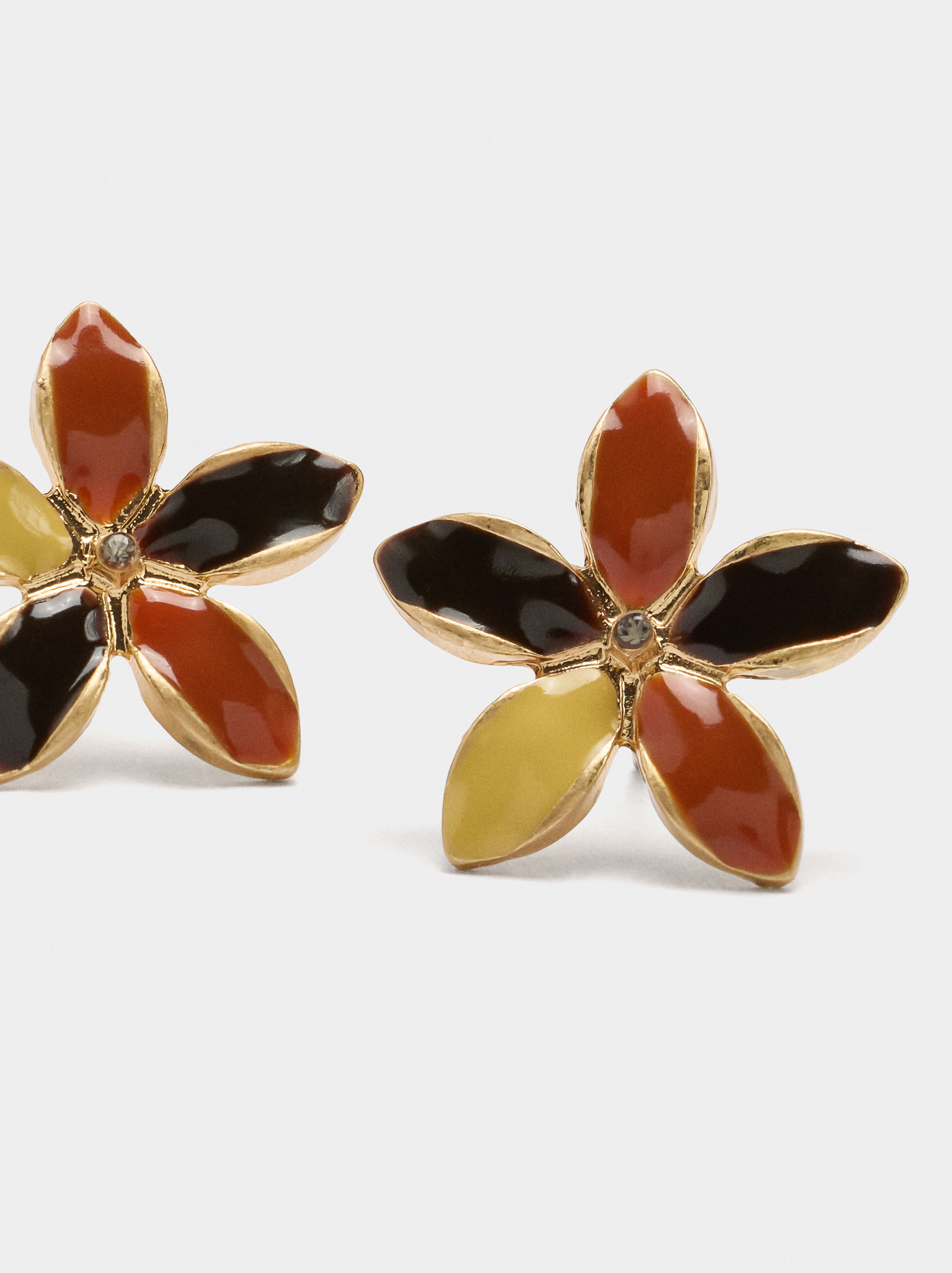 Boucles d'oreilles fleur à émail multicolore