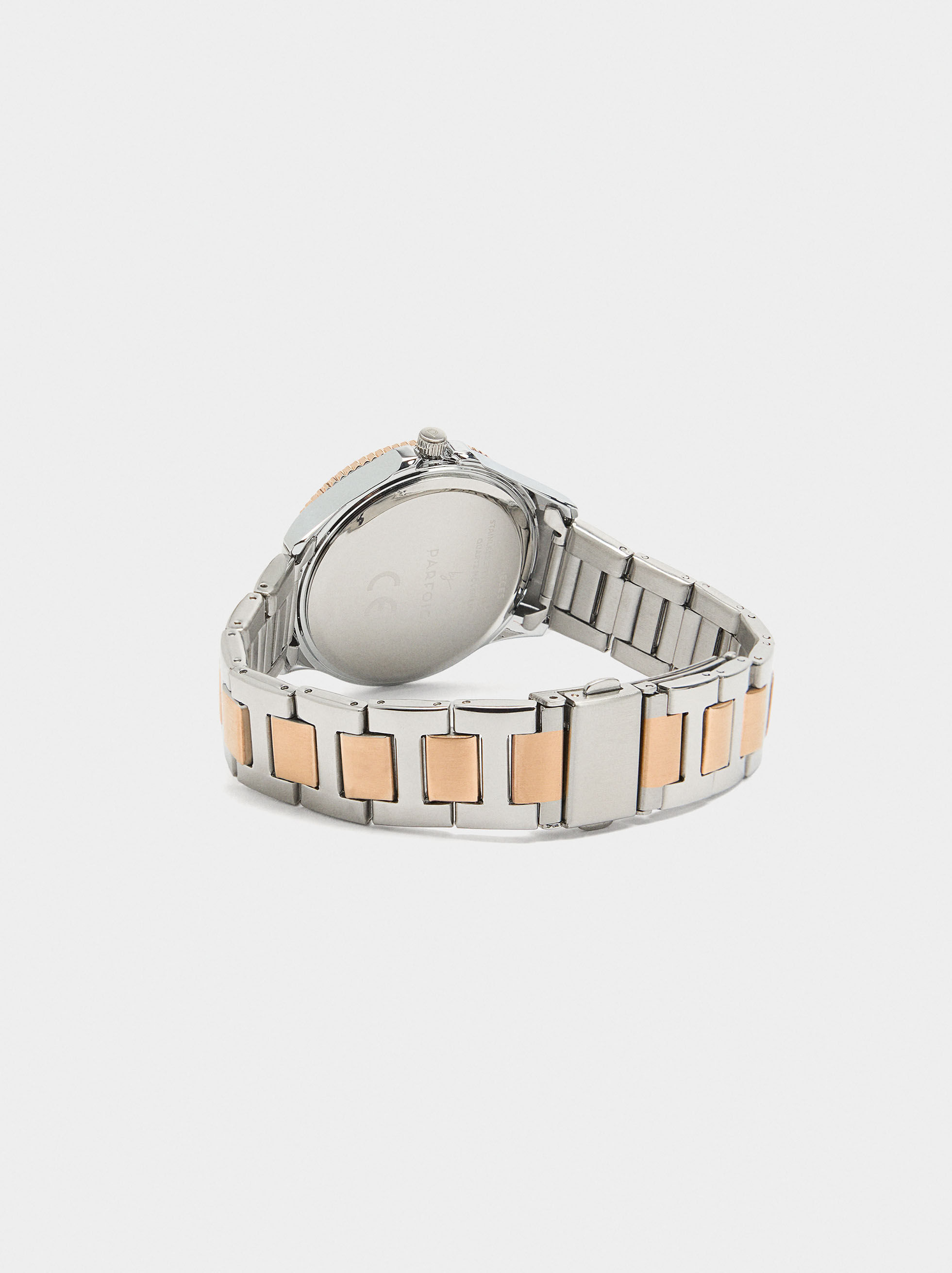 Montre bi couleur avec bracelet en acier inoxydable