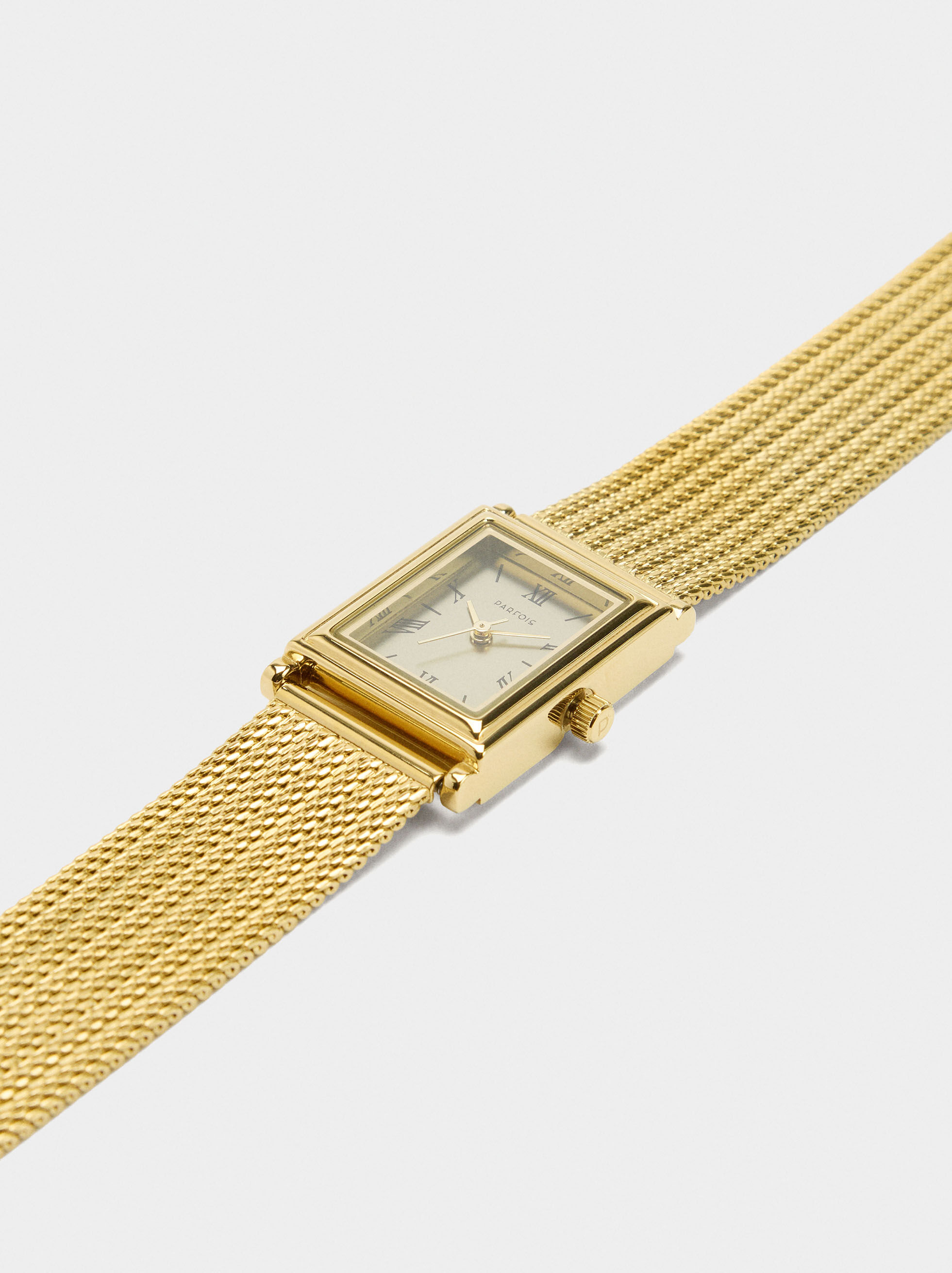 Montre carrée avec bracelet métallique en acier