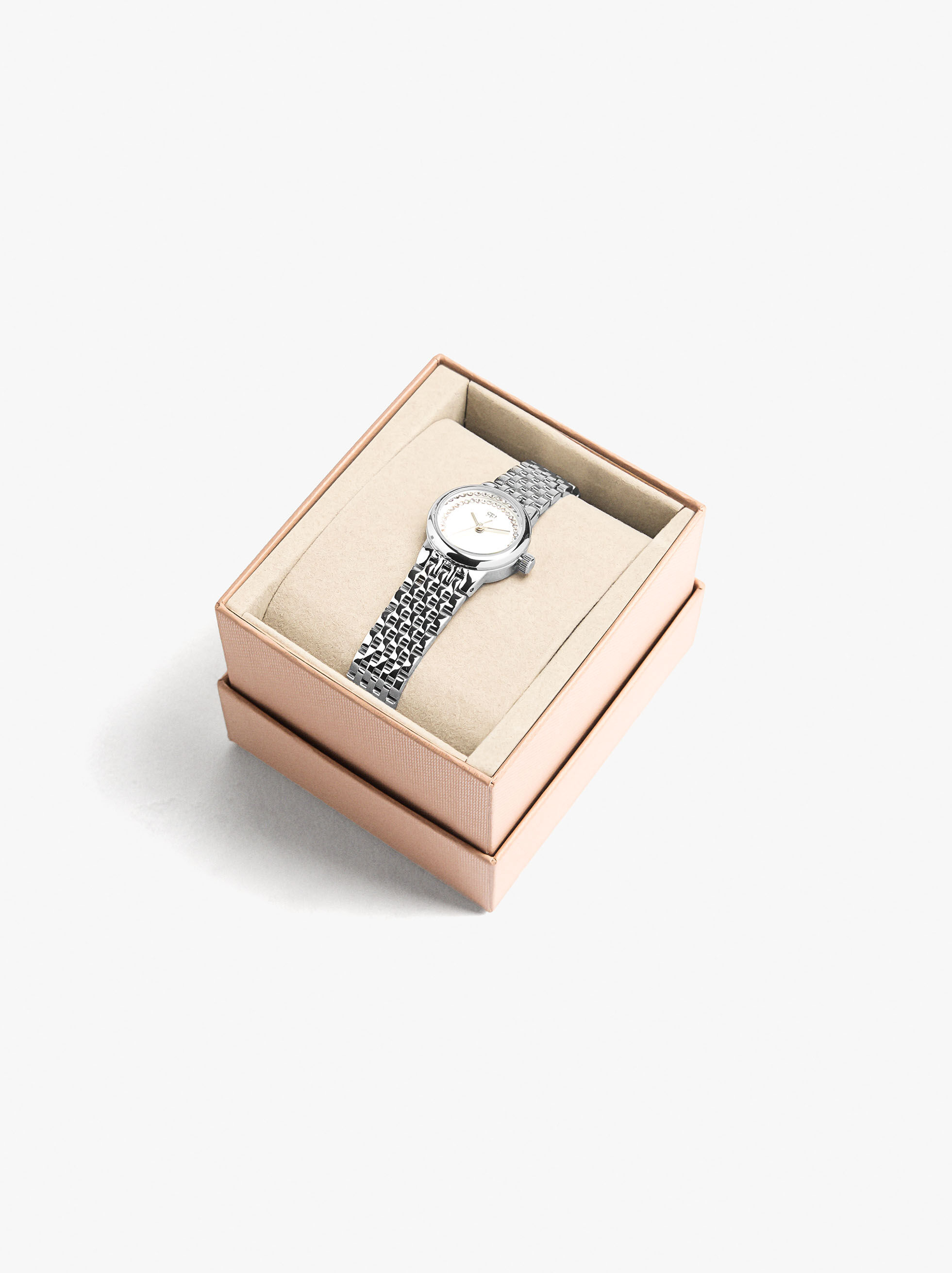 Montre avec cristaux et bracelet en acier inoxydable