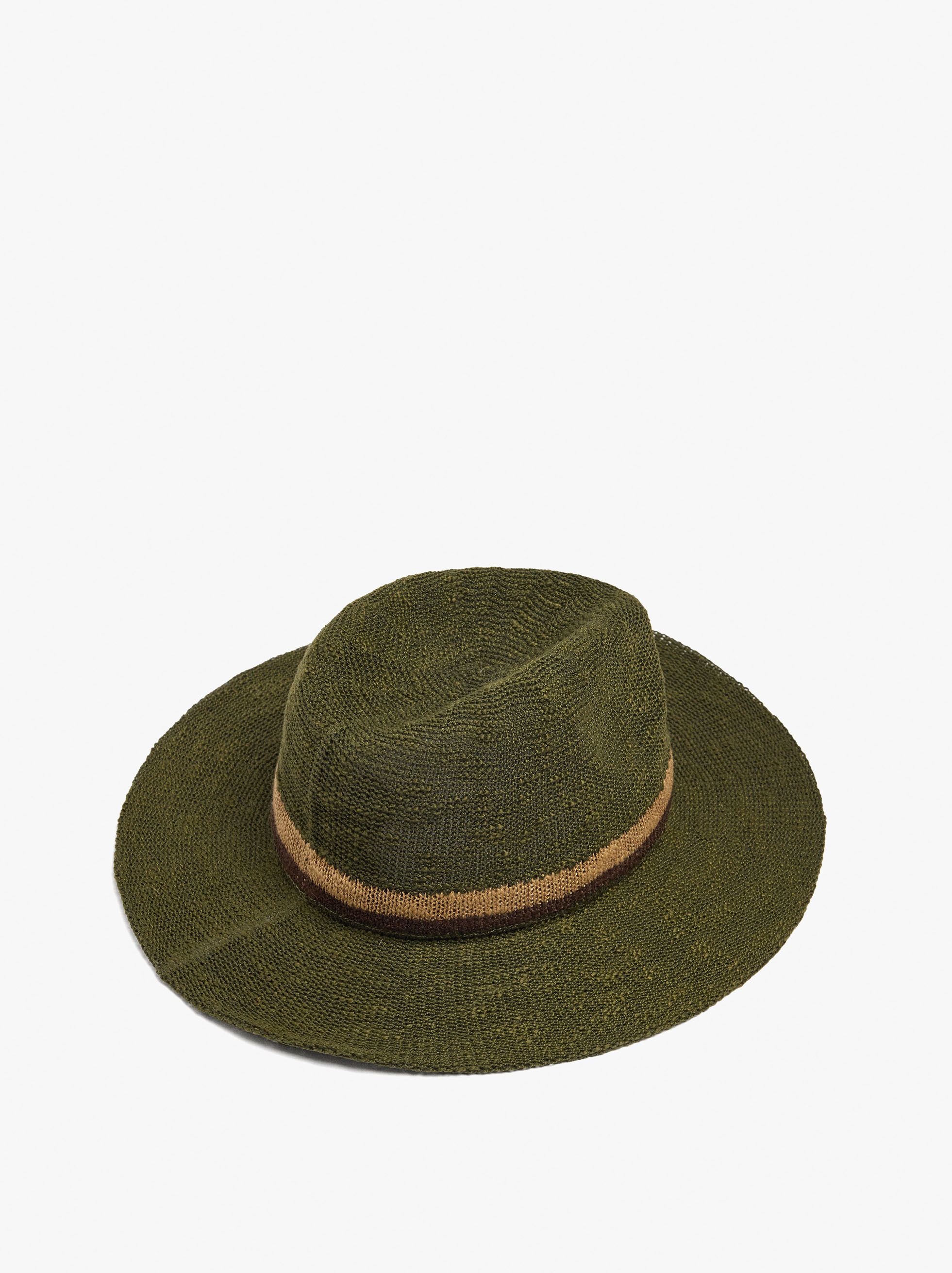 Chapeau en maille à détails bicolores