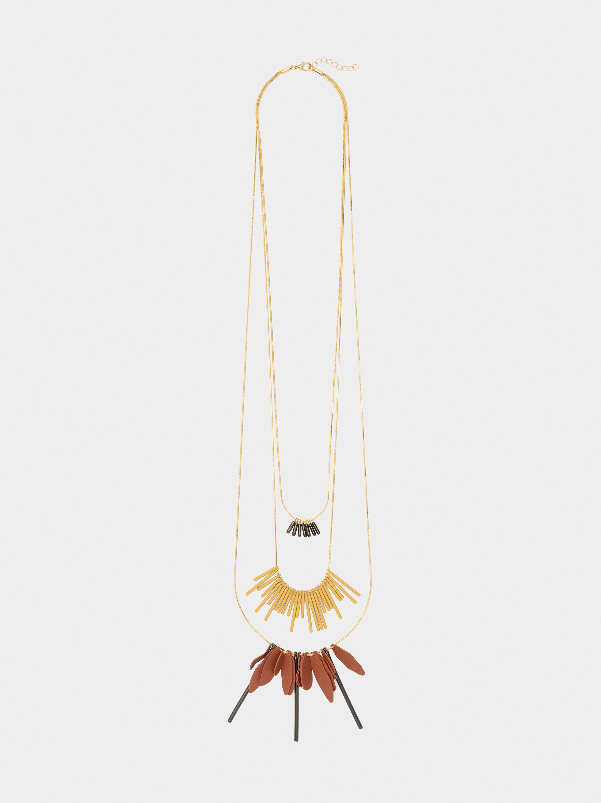Collier triple avec pendentifs en barres
