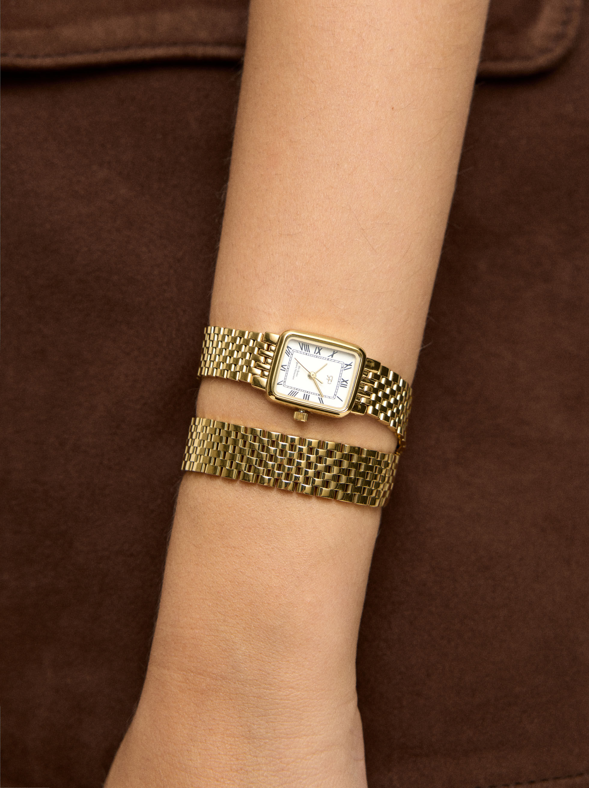 Ensemble de montre carrée et bracelet en acier inoxydable