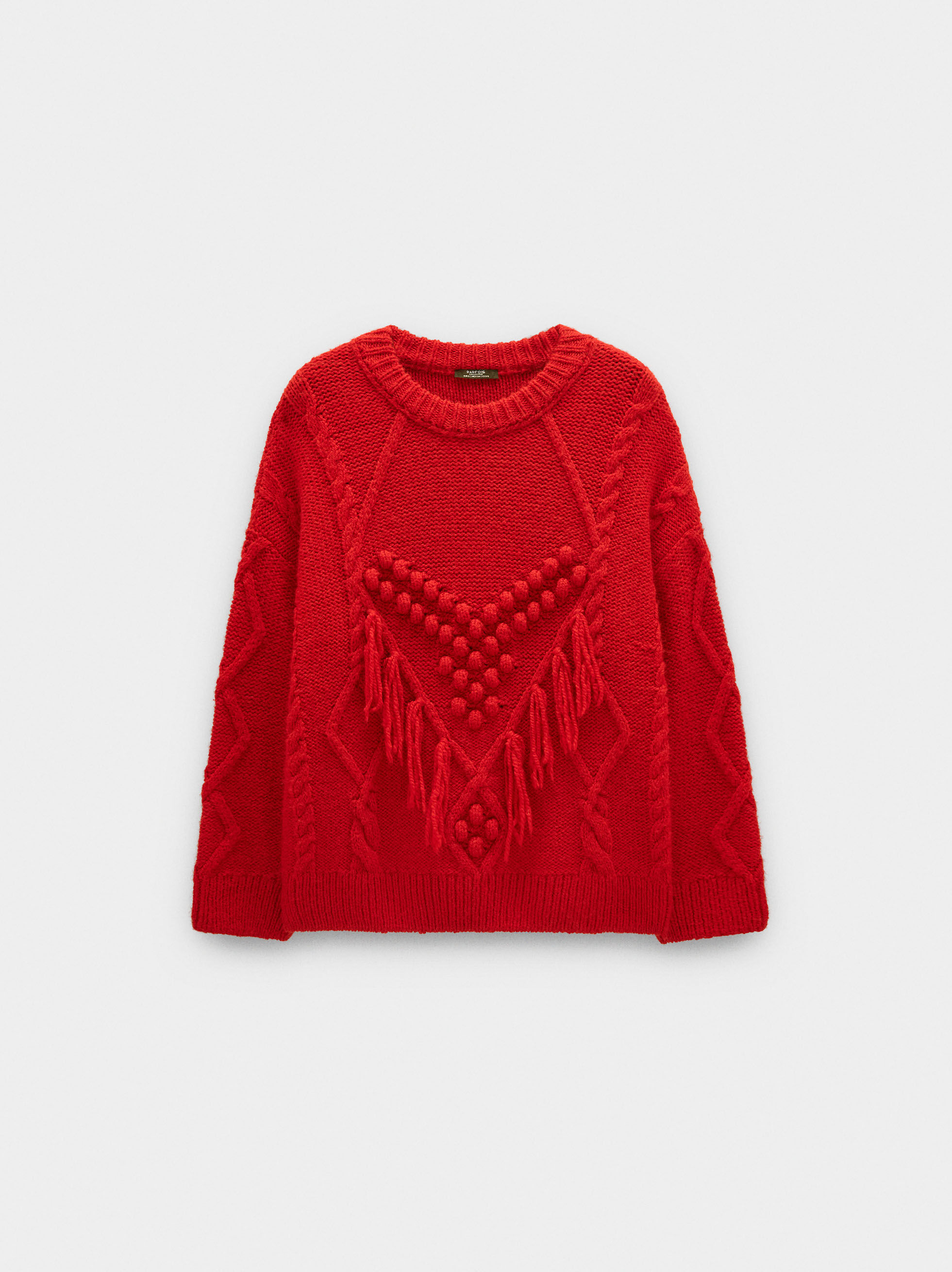 Pull en maille avec franges et relief