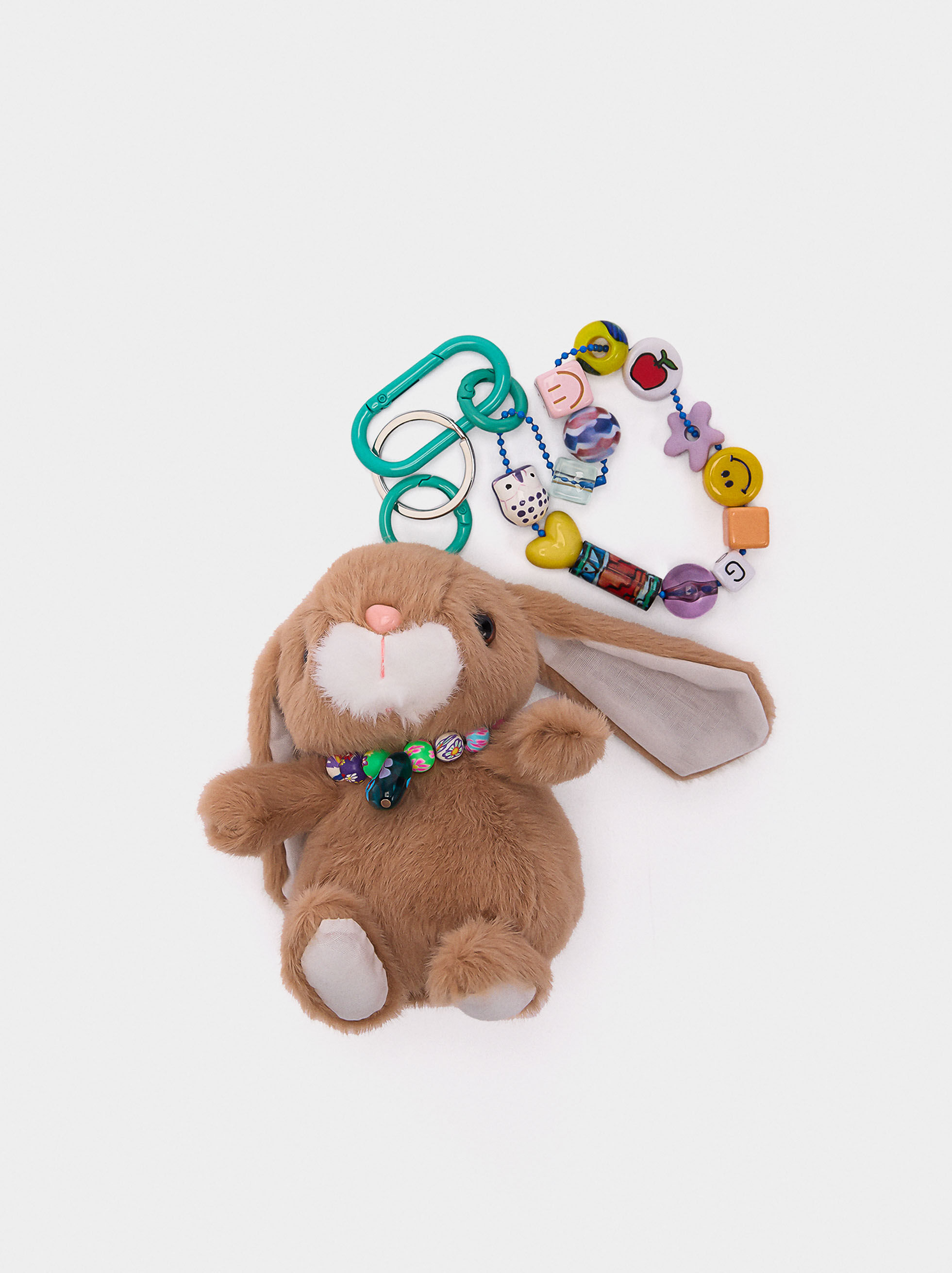 Porte-clés en forme de lapin avec perles multicolores