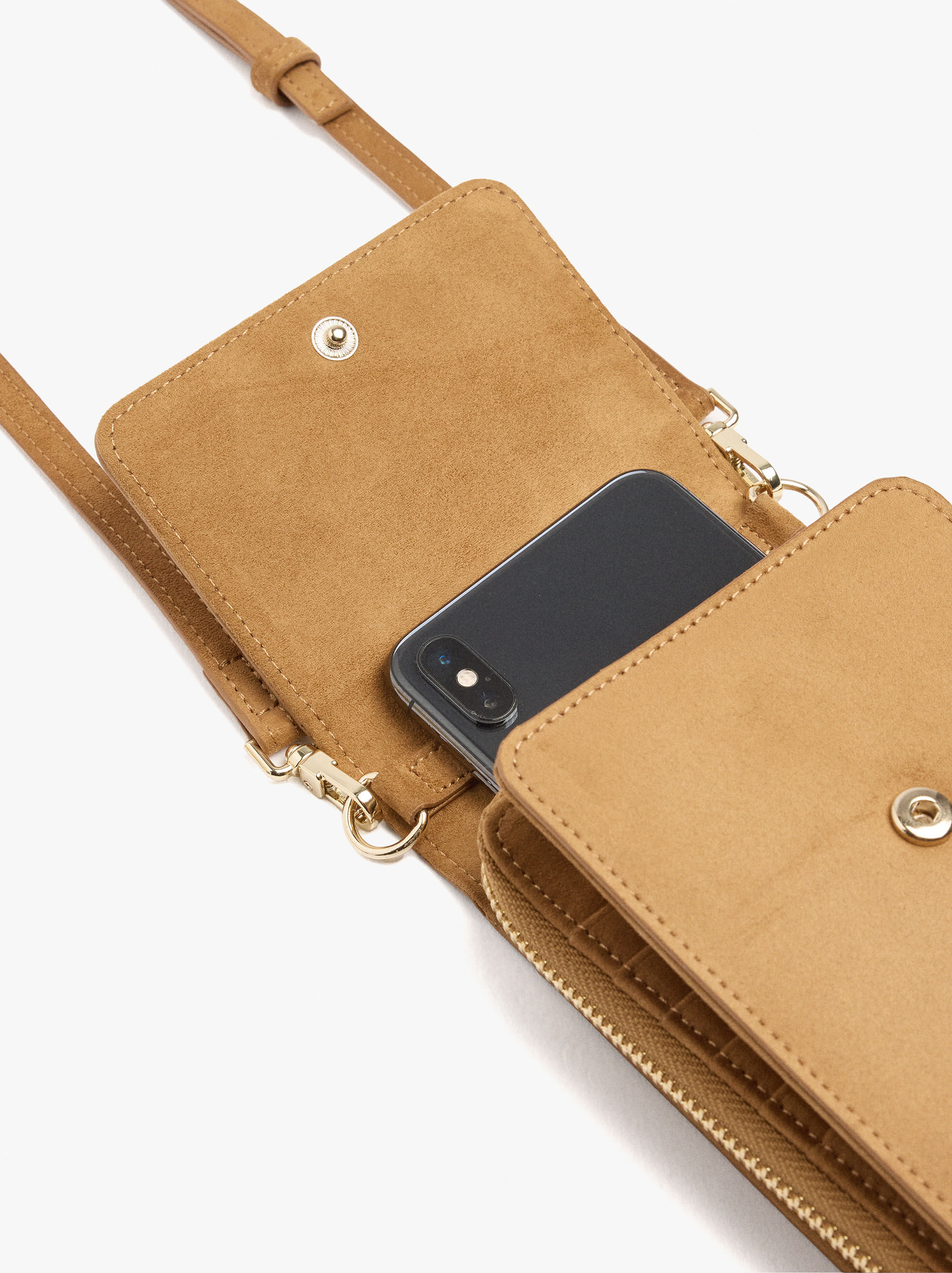 Sac à téléphone effet cuir avec rabat