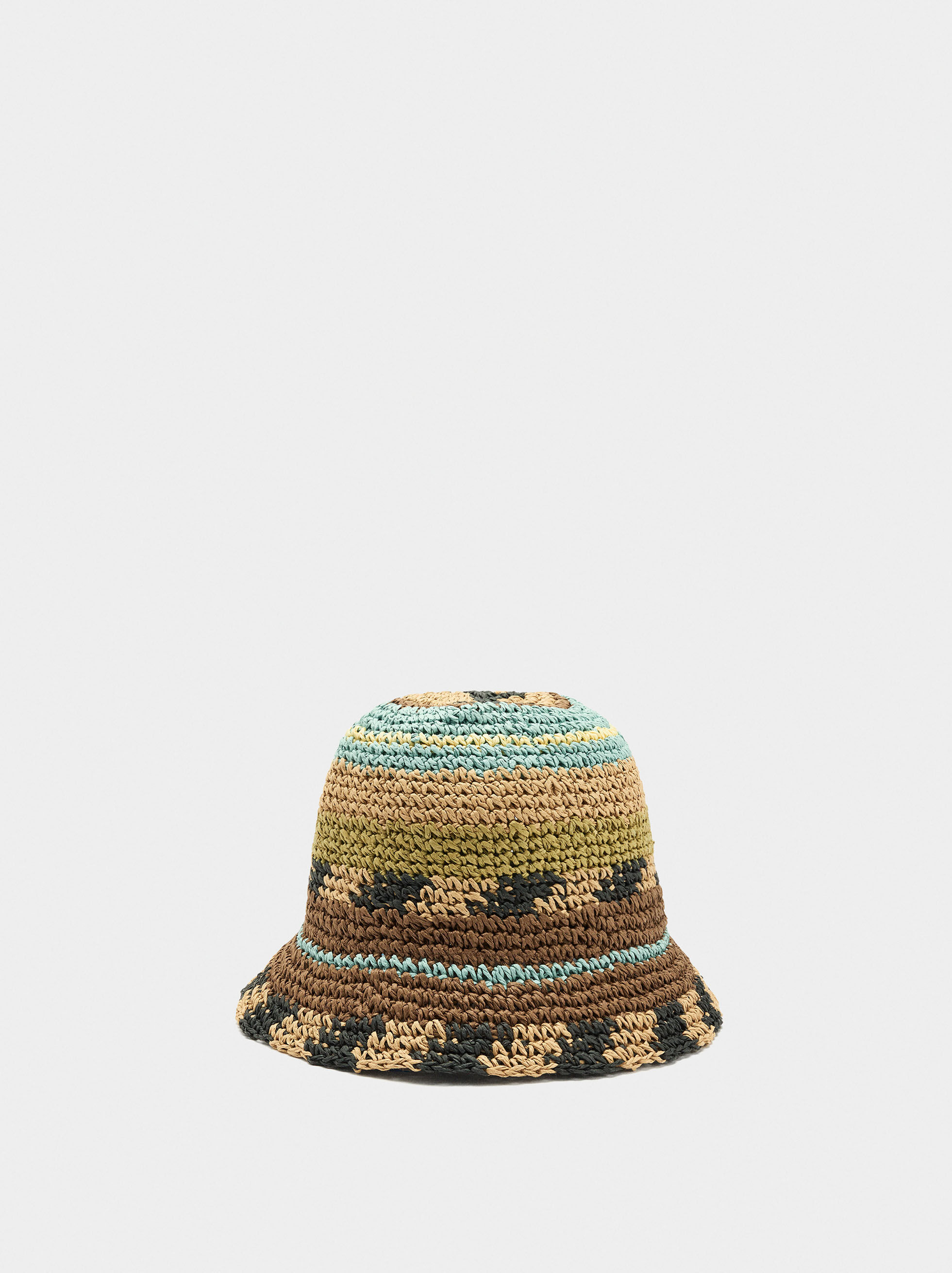 Chapeau bucket multicolore effet paille