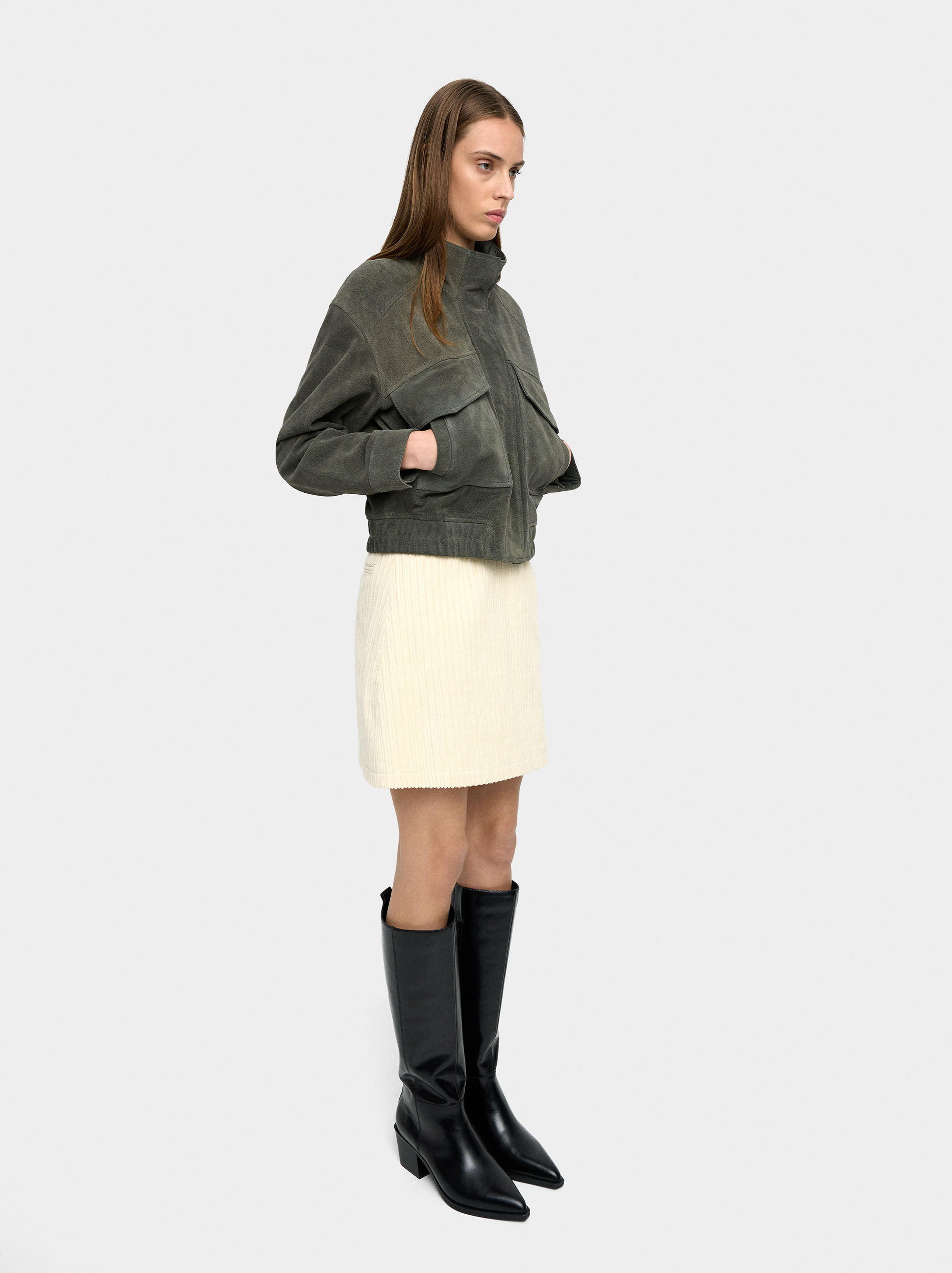 Bottes hautes en cuir avec talon