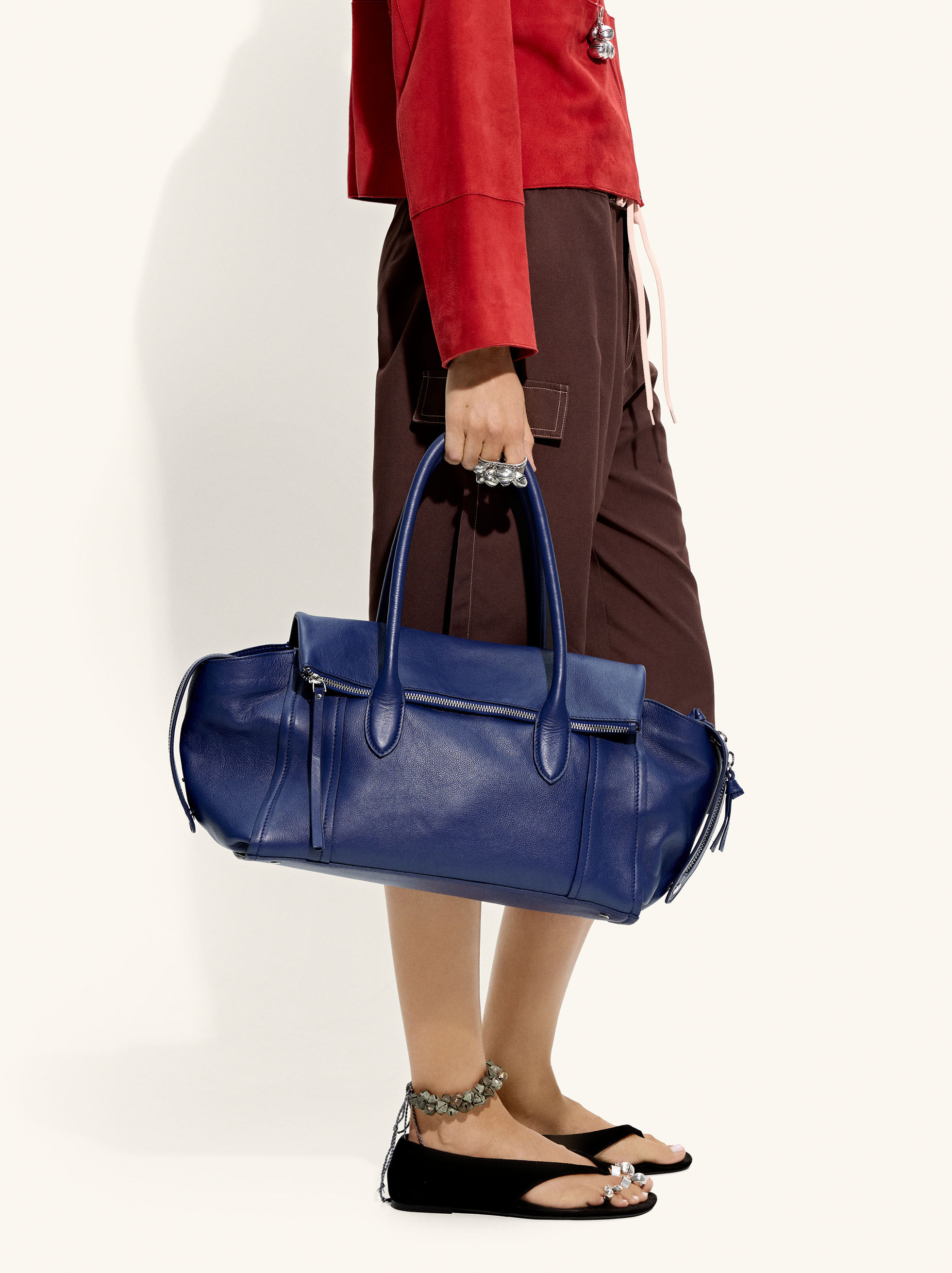 Sac tote en cuir avec rabat