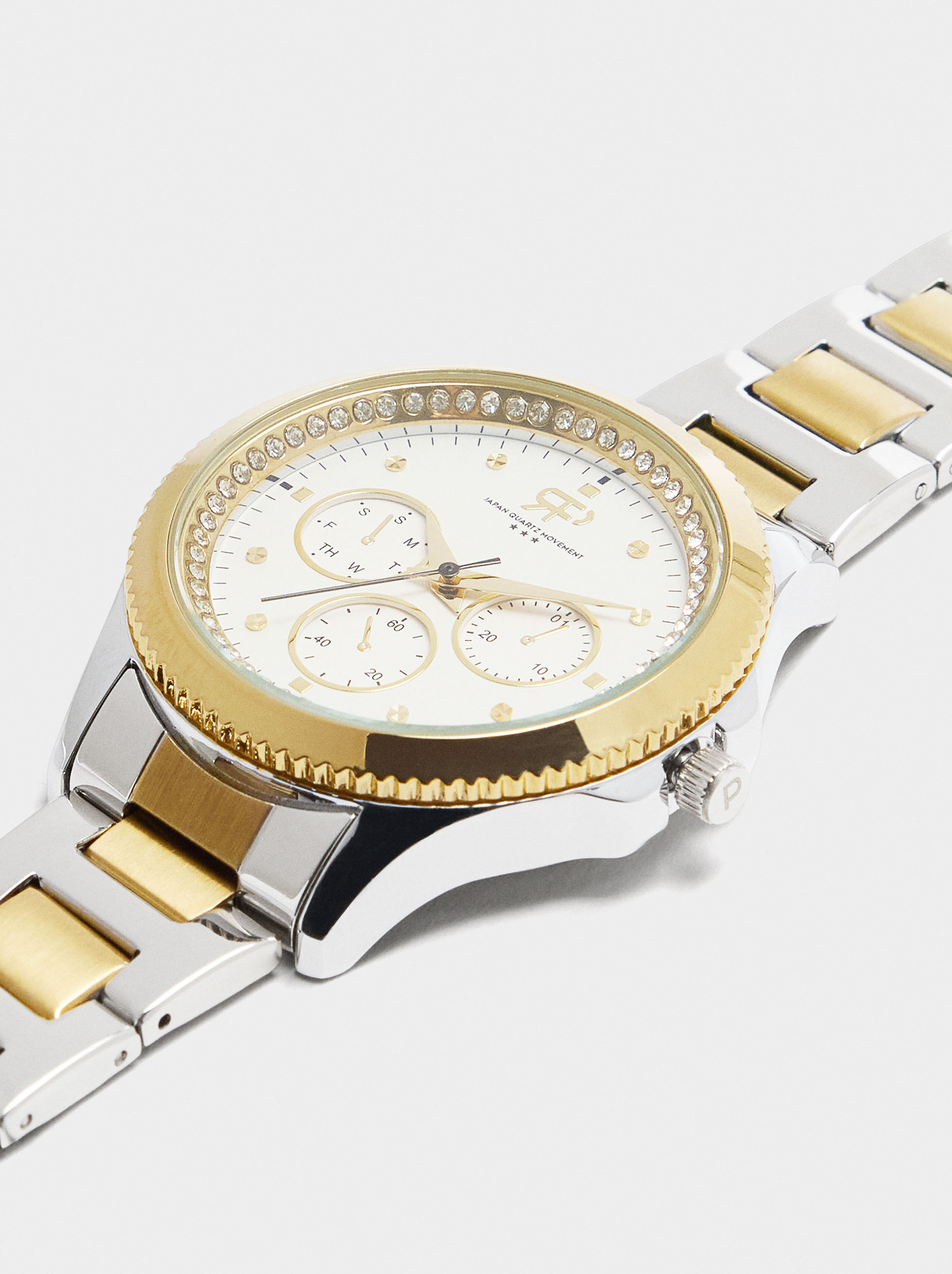 Montre bicouleur avec bracelet en acier inoxydable